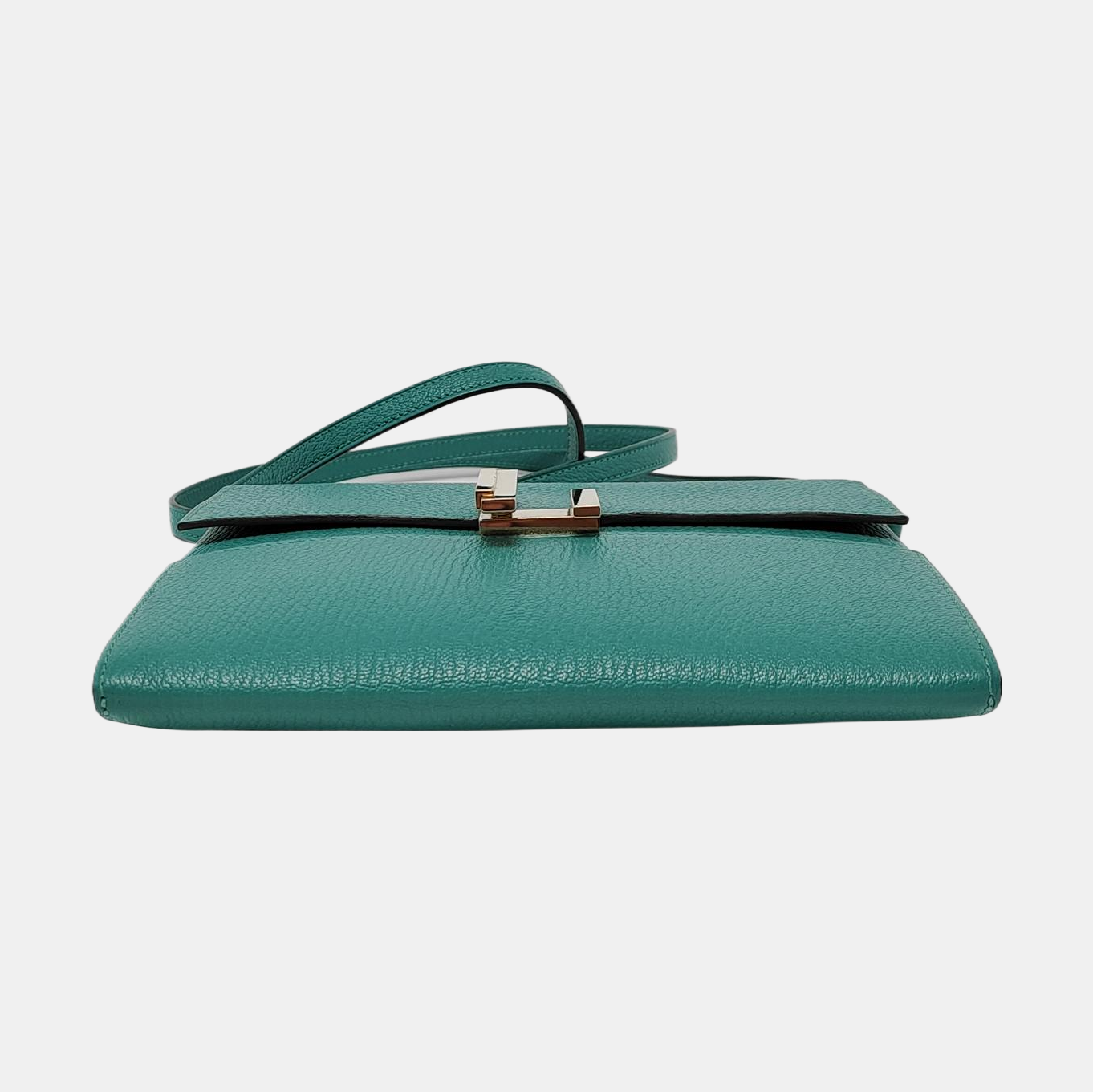 HERMÈS Cinhetic Velvet Green Chèvre Mysore Goat Leather Crossbody Shoulder Bag Golden Hardware D Removable Shoulder Strap-(SKU)-950551158