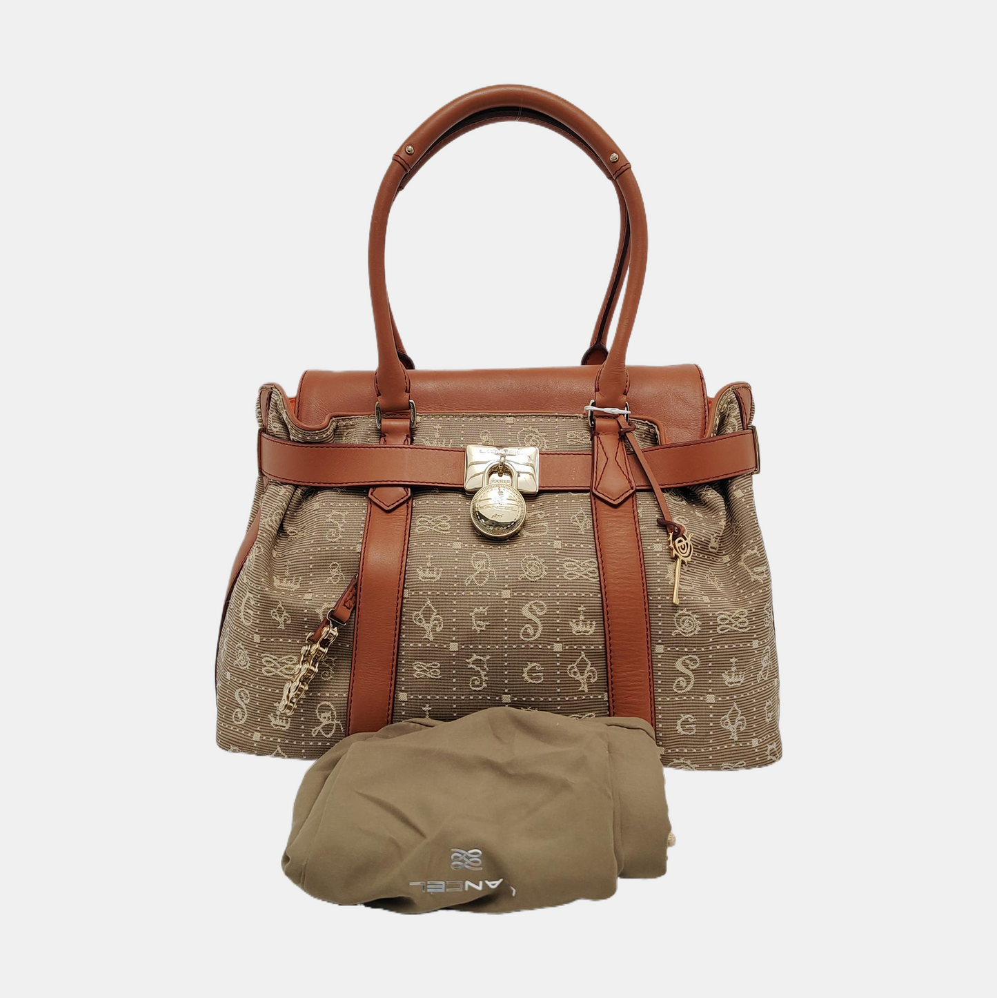 LANCEL Khaki Nylon Flower Handbag Golden hardware-(SKU)-950489548