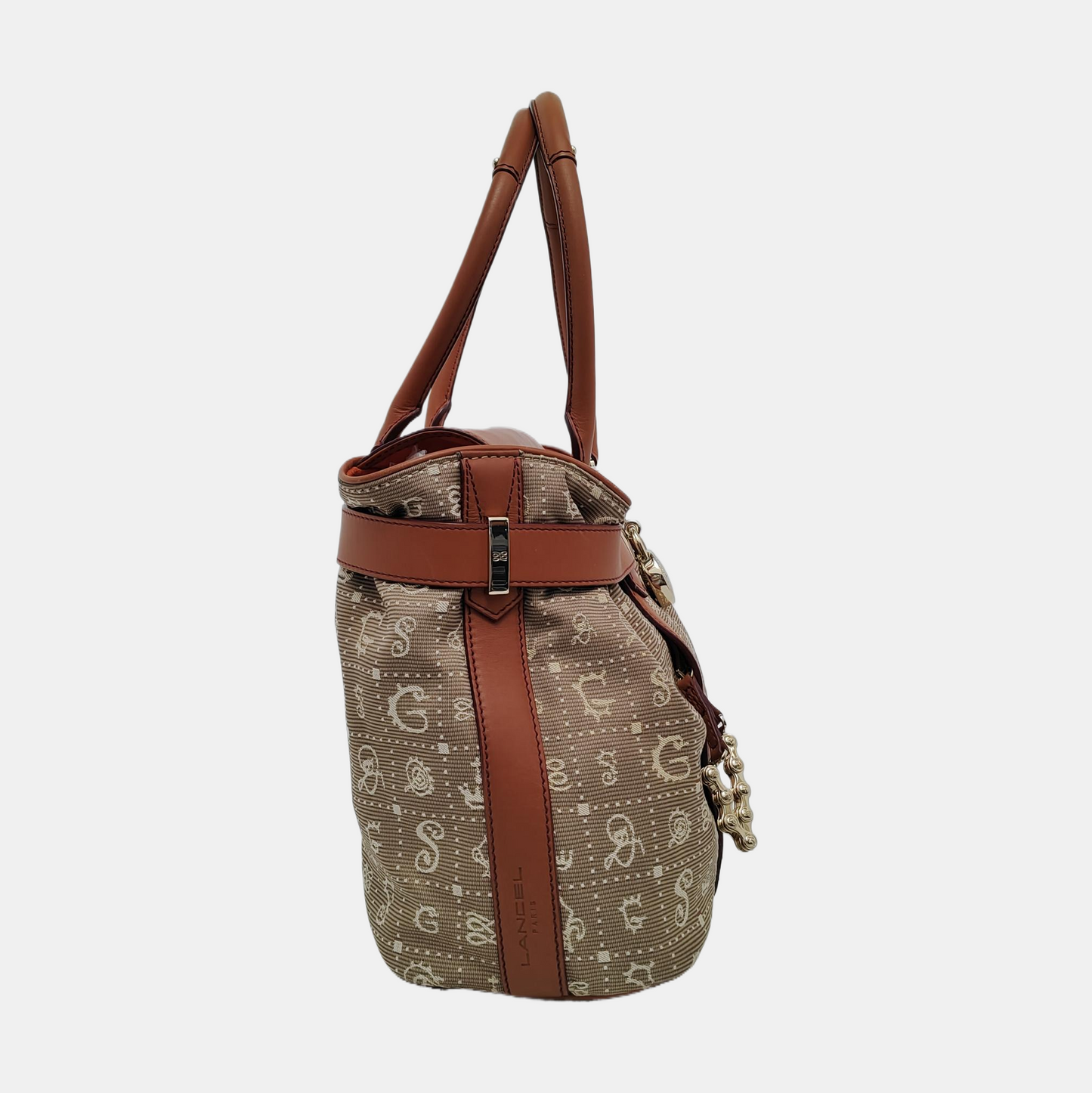 LANCEL Khaki Nylon Flower Handbag Golden hardware-(SKU)-950489548