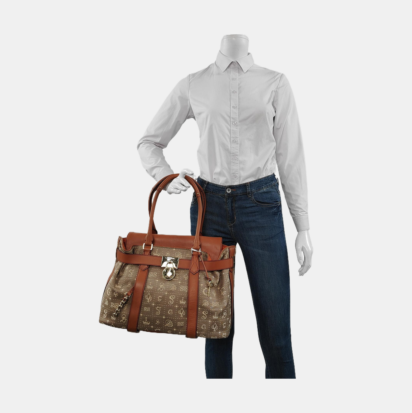 LANCEL Khaki Nylon Flower Handbag Golden hardware-(SKU)-950489548