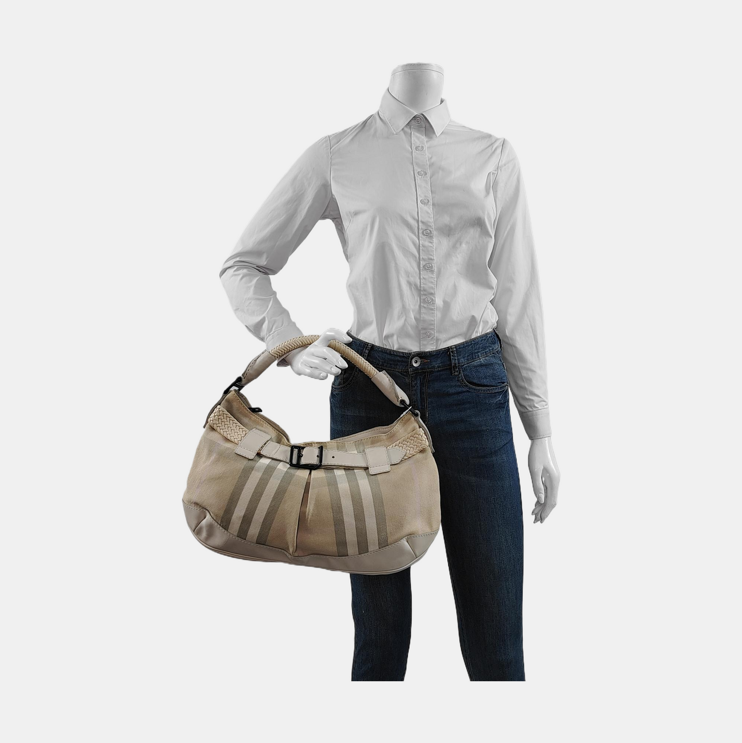 BURBERRY Beige Canvas Handbag Black hardware-(SKU)-950668456