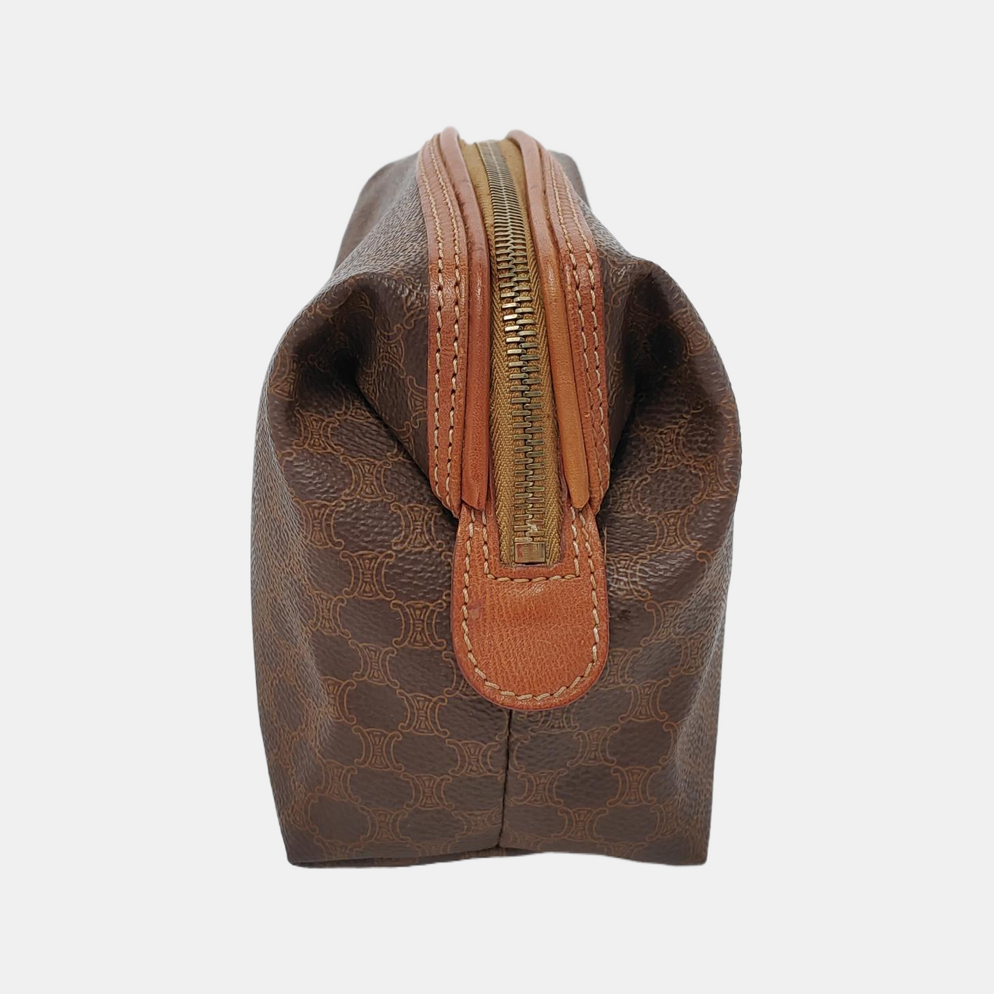 CELINE Brown Coated Canvas Triumph Clutch Golden hardware-(SKU)-950486947