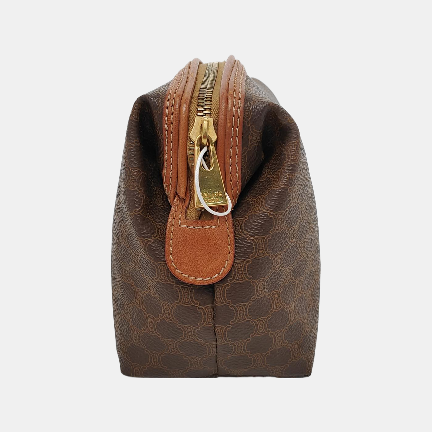 CELINE Brown Coated Canvas Triumph Clutch Golden hardware-(SKU)-950486947
