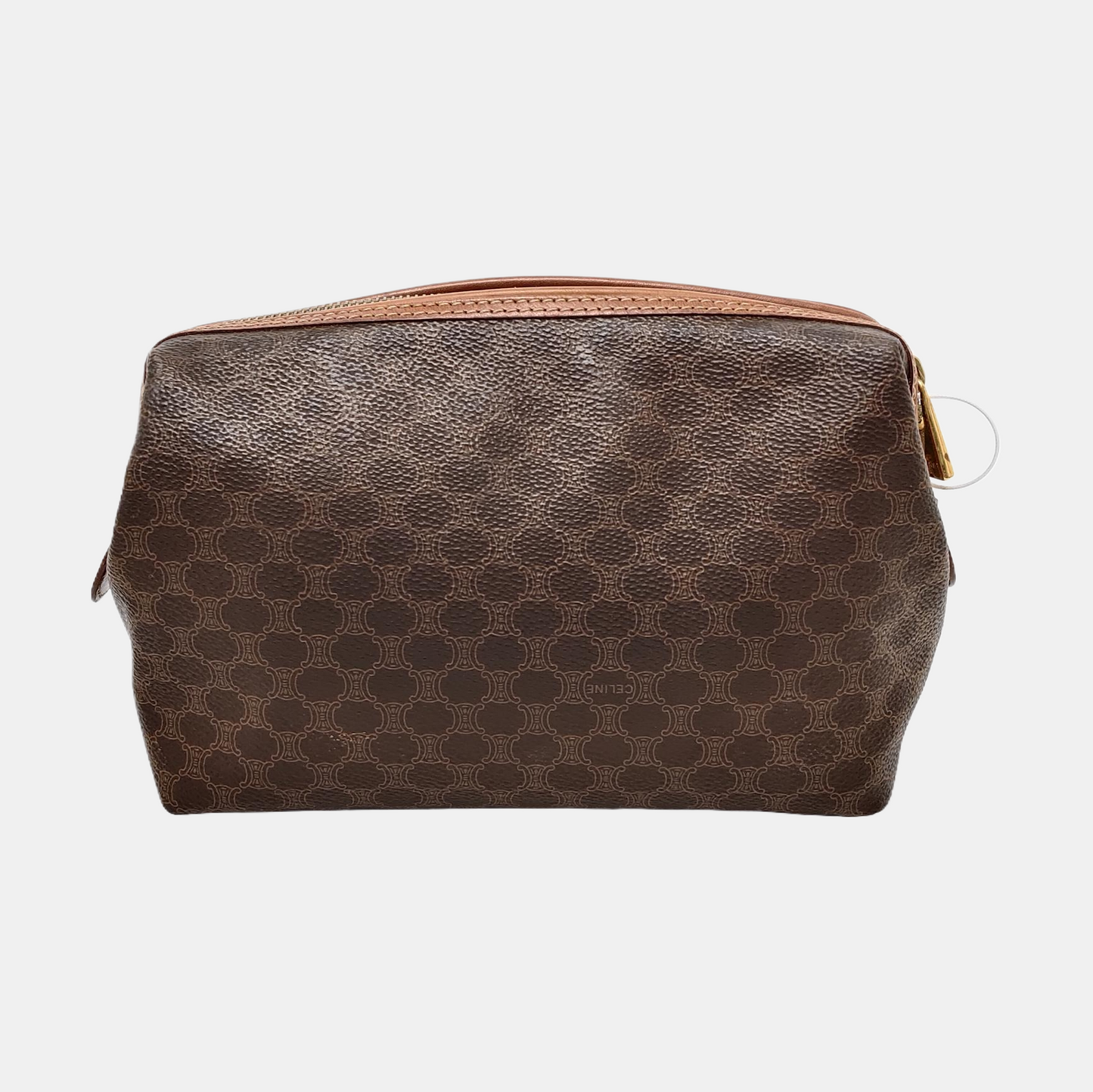 CELINE Brown Coated Canvas Triumph Clutch Golden hardware-(SKU)-950486947