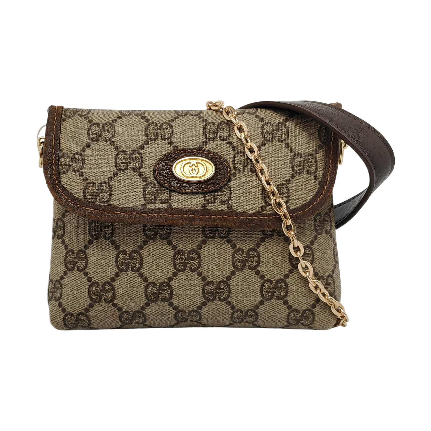 GUCCI Tote bag Khaki Coated Canvas Monogram Handbag Single Shoulder Bag Crossbody Bag Golden hardware-(SKU)-950487300