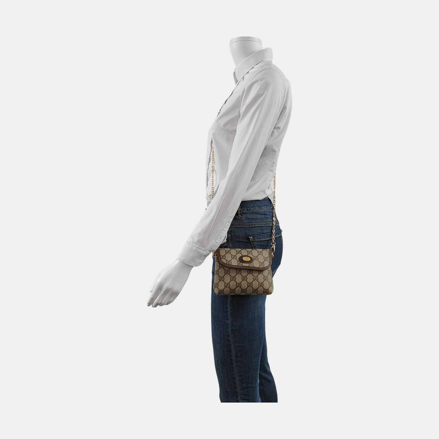 GUCCI Tote bag Khaki Coated Canvas Monogram Handbag Single Shoulder Bag Crossbody Bag Golden hardware-(SKU)-950487300