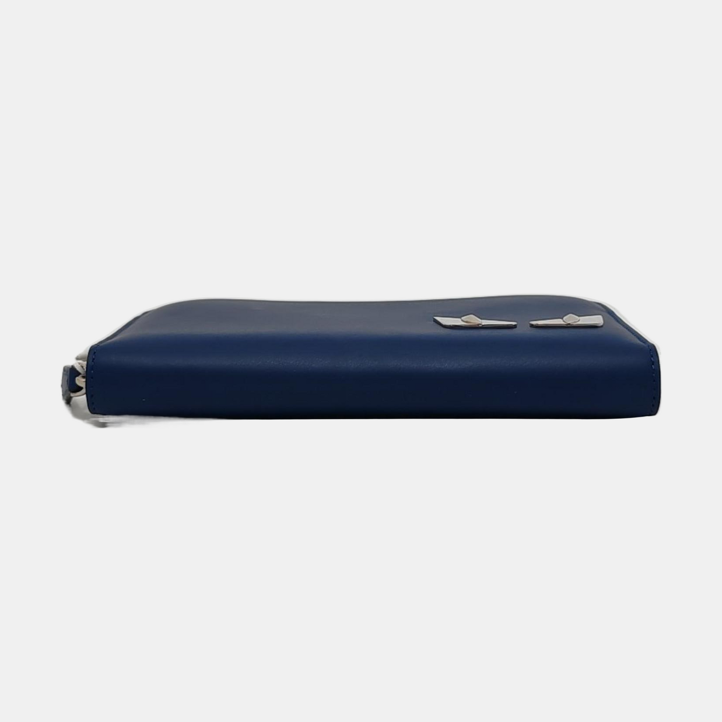FENDI Blue Cowhide Mini Monster Wallet Silver Hardware Complete Accessories-(SKU)-950501474