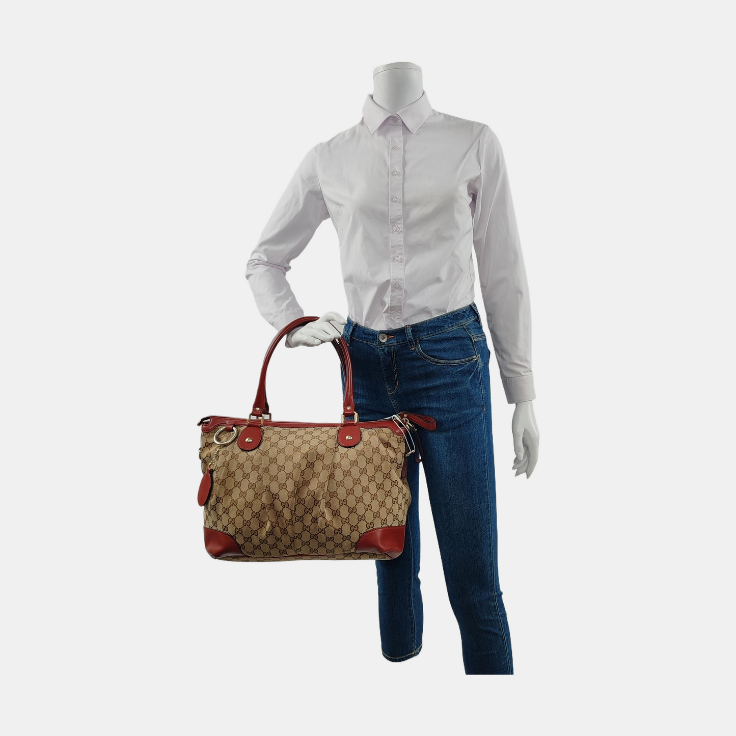 GUCCI Sukey Brown Canvas Old Flower Single Shoulder Bag Tote Bag Crossbody Bag Golden hardware-(SKU)-950557602
