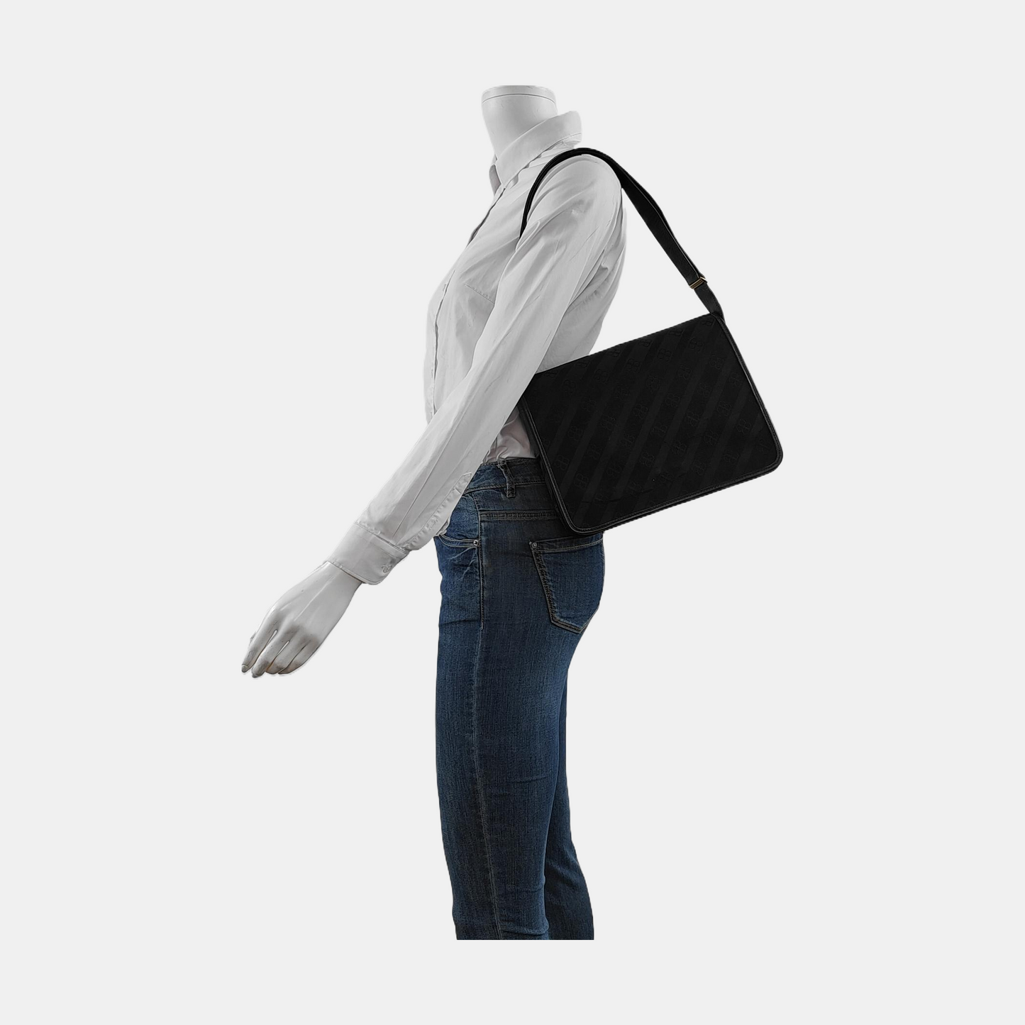 BALENCIAGA Black Fabric Crossbody Shoulder Bag Golden hardware-(SKU)-950543963