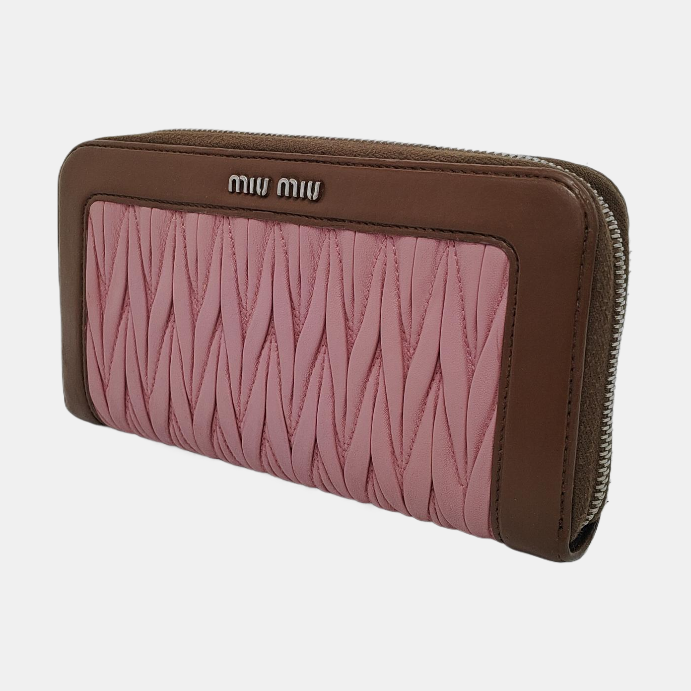 Miu Miu Pink sheepskin quilted wallet Silver Hardware-(SKU)-950469660