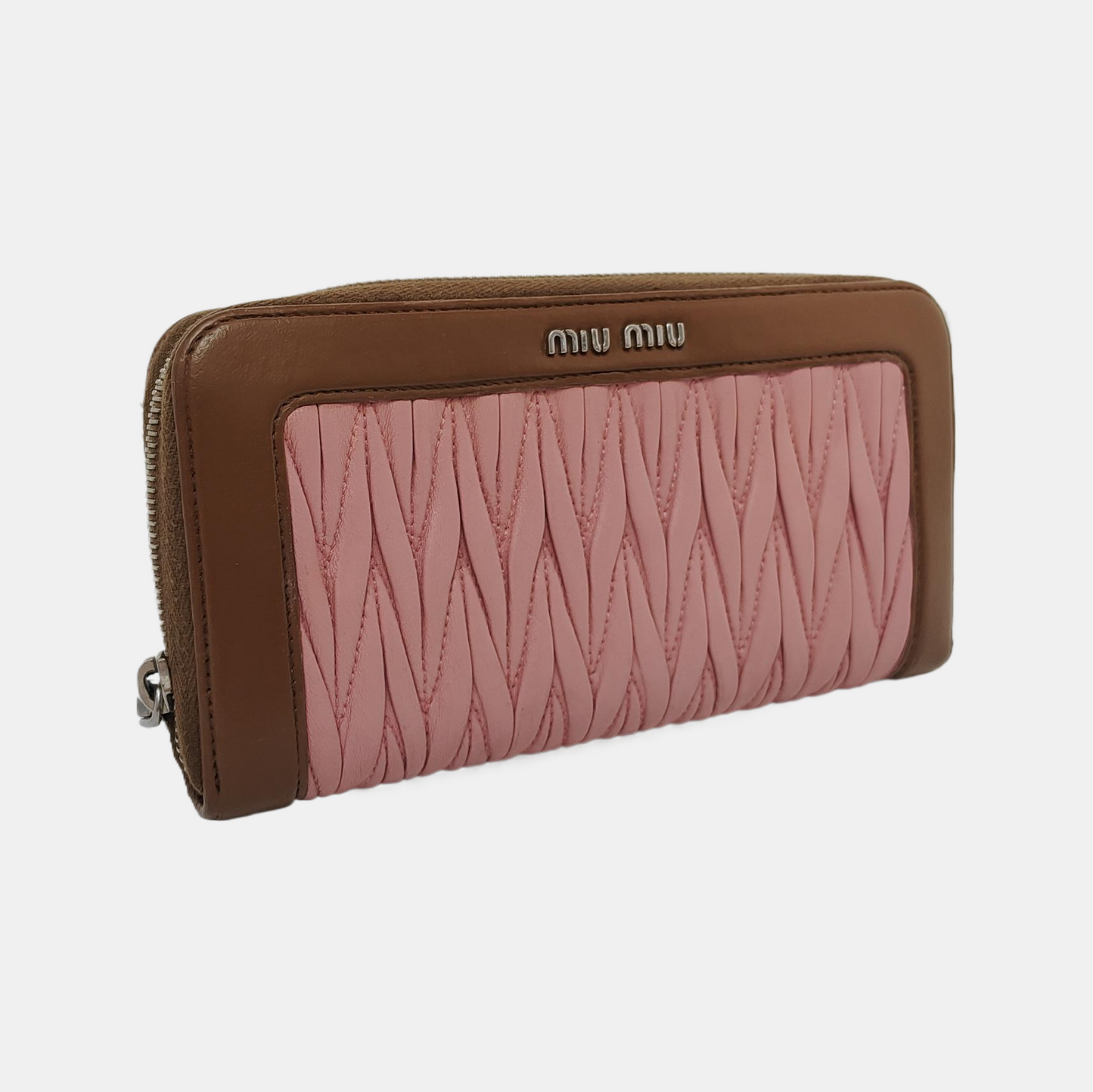 Miu Miu Pink sheepskin quilted wallet Silver Hardware-(SKU)-950469660