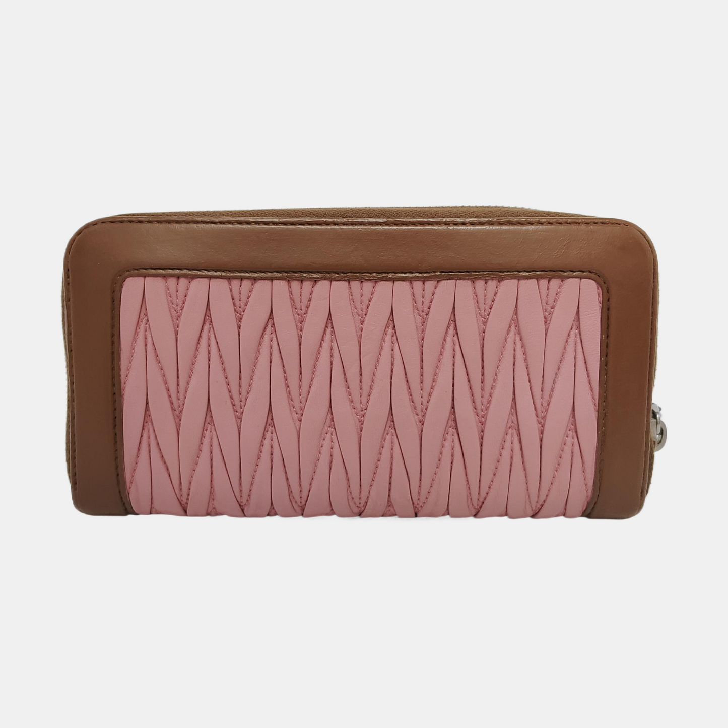 Miu Miu Pink sheepskin quilted wallet Silver Hardware-(SKU)-950469660