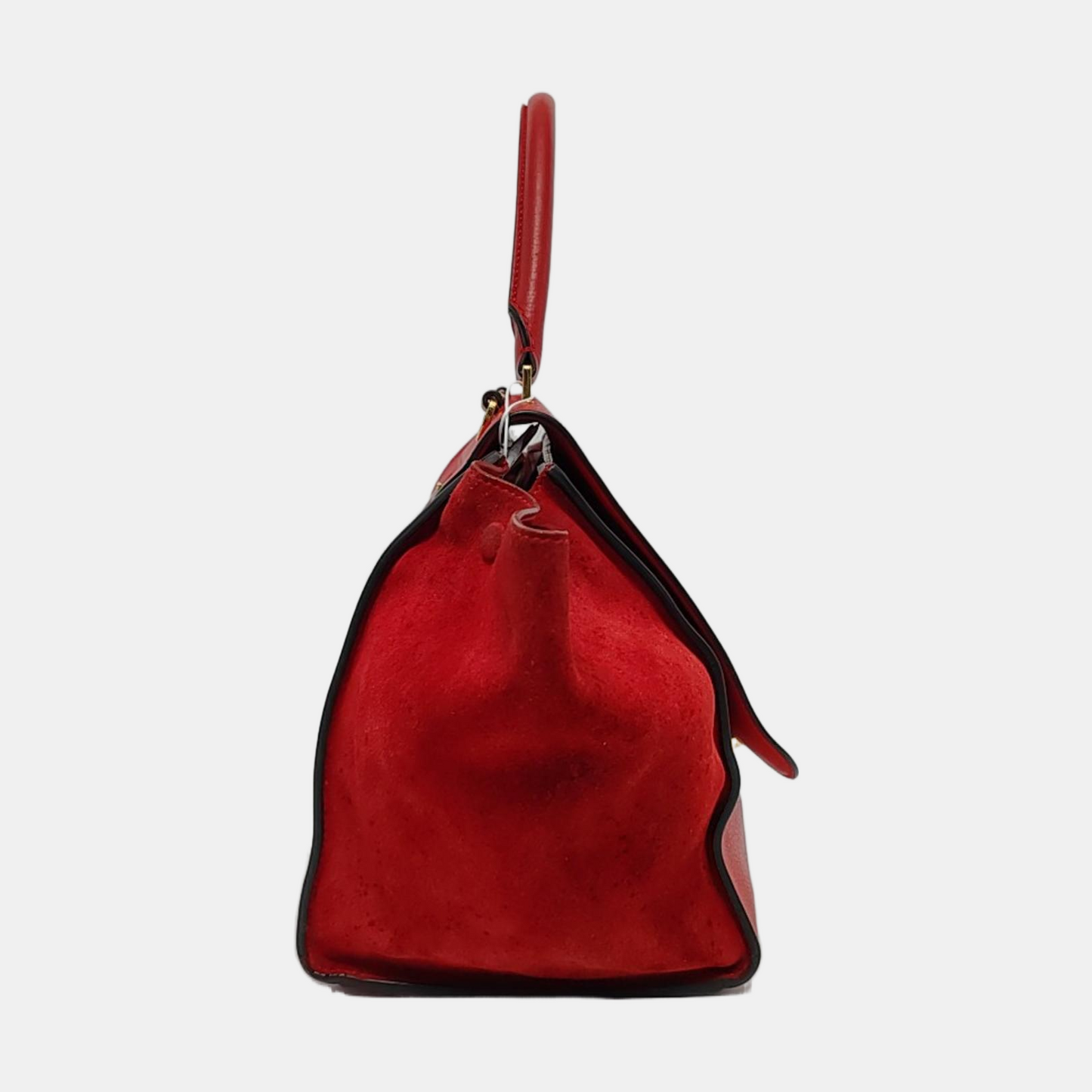CELINE TRAPEZE Medium size Red Cowhide Swing Bag Single Shoulder Bag Handbag Golden hardware Removable shoulder strap-(SKU)-950729594