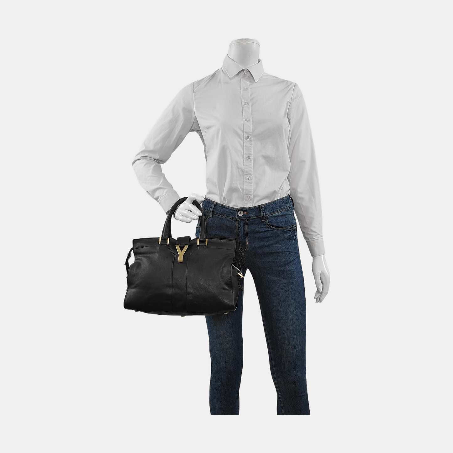 YSL CHYC Y LIGNE Small size Black cowhide tote bag Golden hardware-(SKU)-950515065