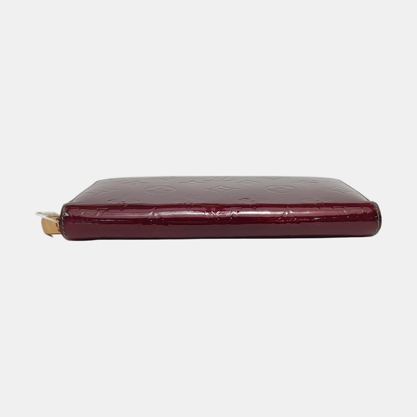 LOUIS VUITTON Burgundy Patent Leather Embossed Wallet Golden hardware-(SKU)-951021477