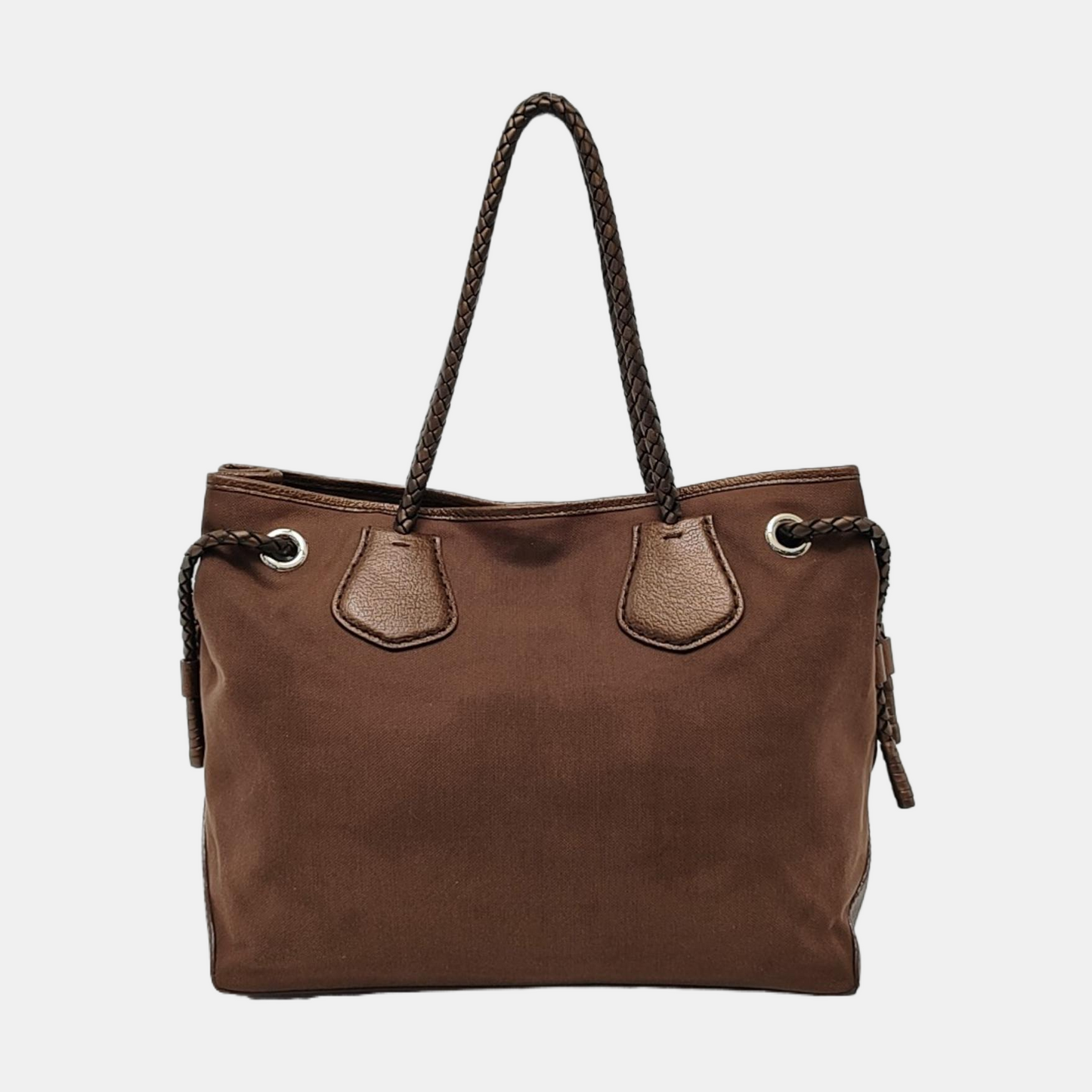 CELINE Tote bag Brown Canvas Shoulder Bag Silver Hardware-(SKU)-950569328