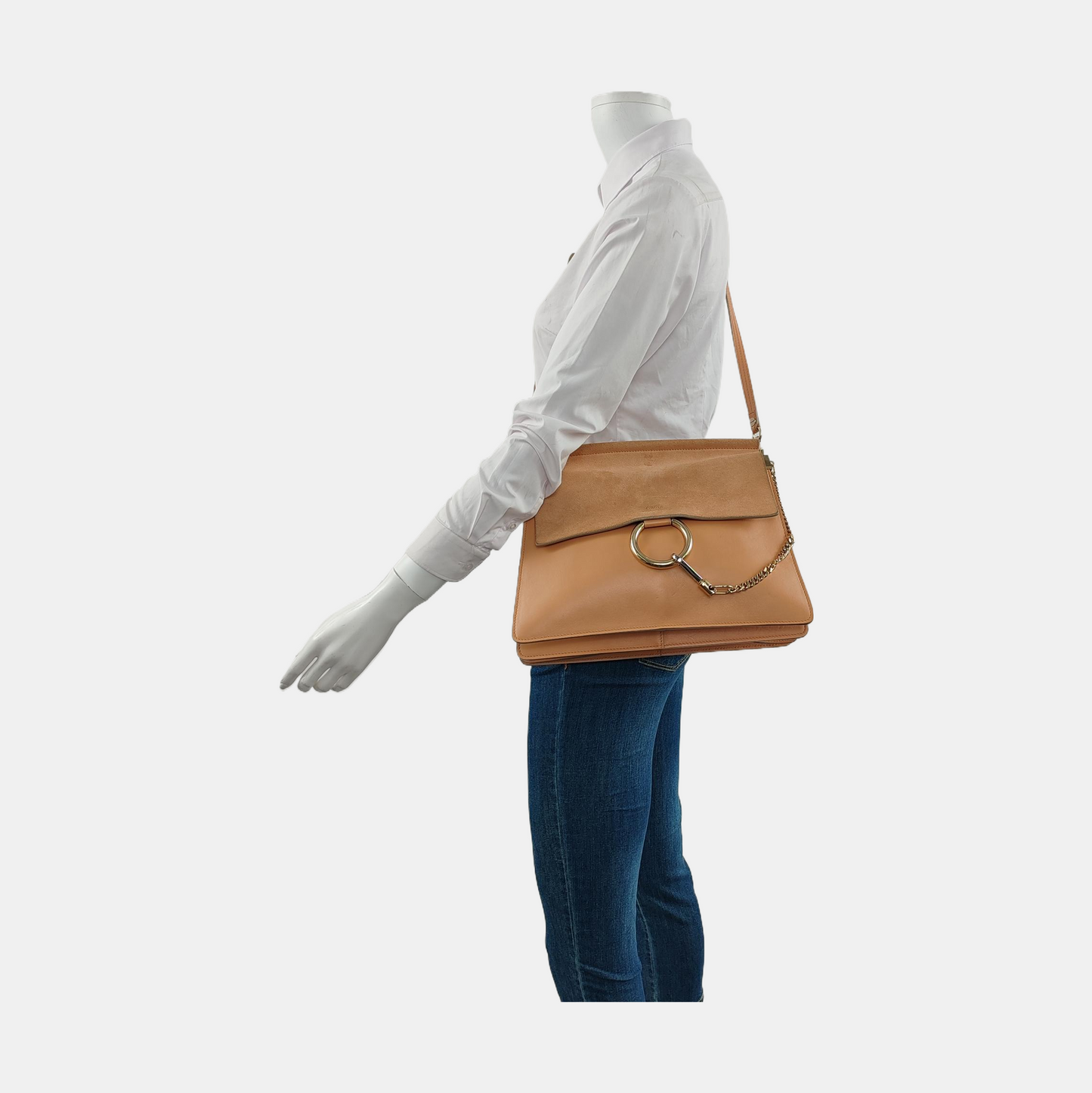 Chloé Faye Medium size Orange Suede Leather Single Shoulder Bag Golden hardware Removable shoulder strap-(SKU)-950948010