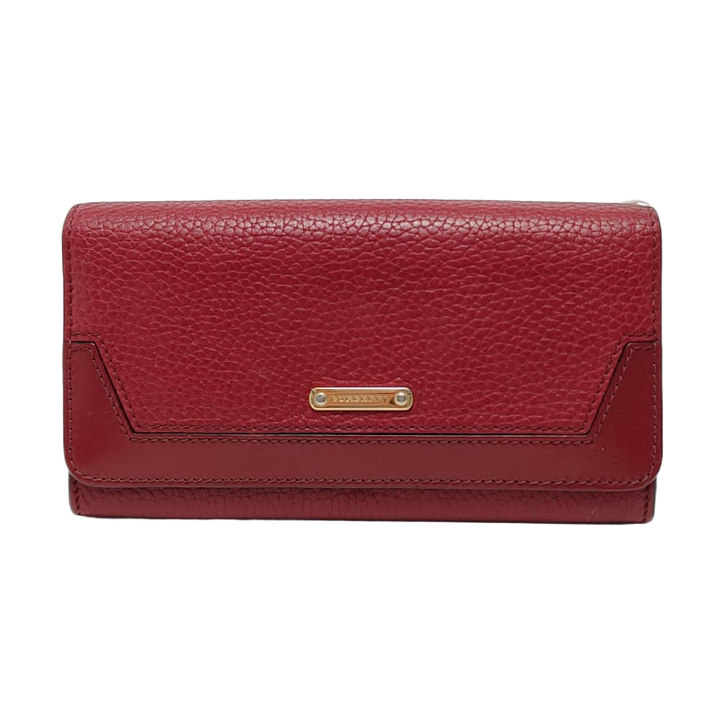 BURBERRY Red Leather Wallet Golden hardware-(SKU)-950780948