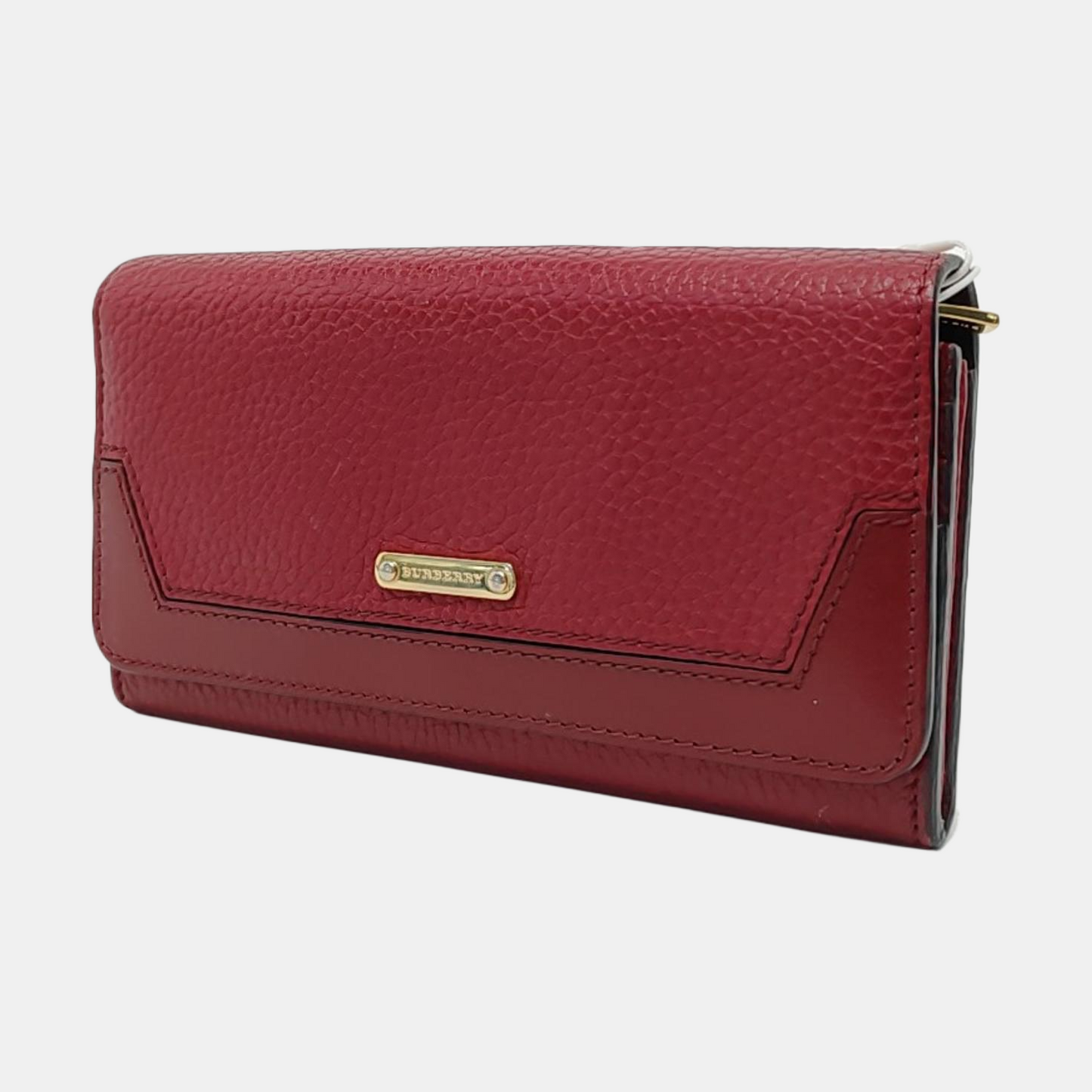 BURBERRY Red Leather Wallet Golden hardware-(SKU)-950780948