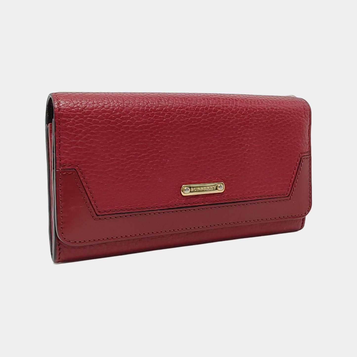 BURBERRY Red Leather Wallet Golden hardware-(SKU)-950780948