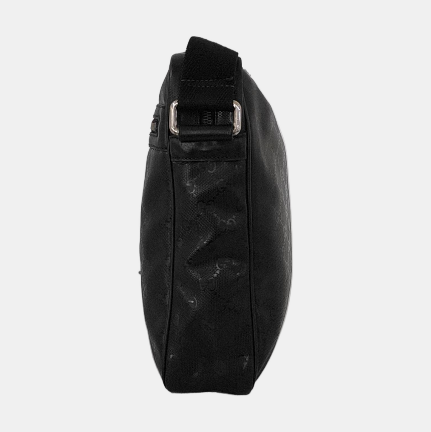 GUCCI GG Imprime Messenger Black Coated Canvas Monogrammed Single Shoulder Bag Sling Silver Hardware-(SKU)-950931725