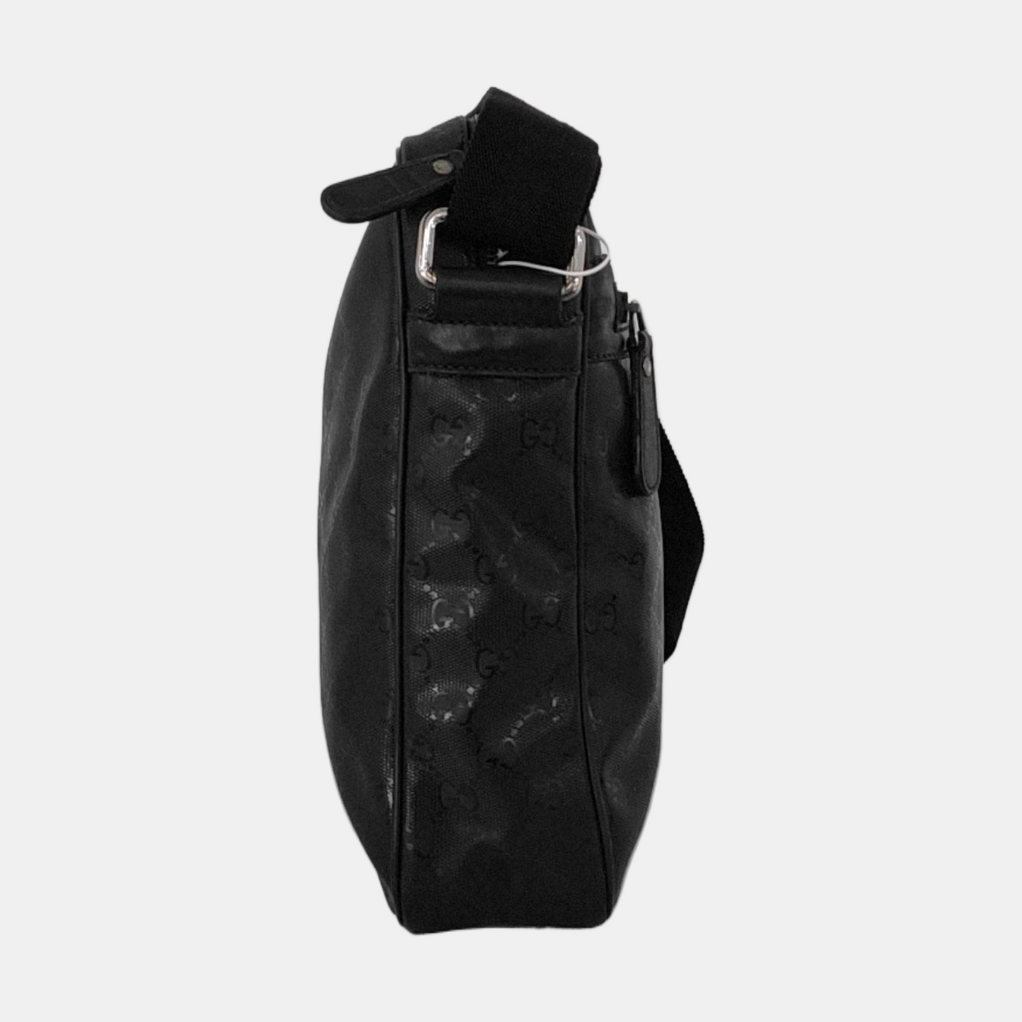 GUCCI GG Imprime Messenger Black Coated Canvas Monogrammed Single Shoulder Bag Sling Silver Hardware-(SKU)-950931725