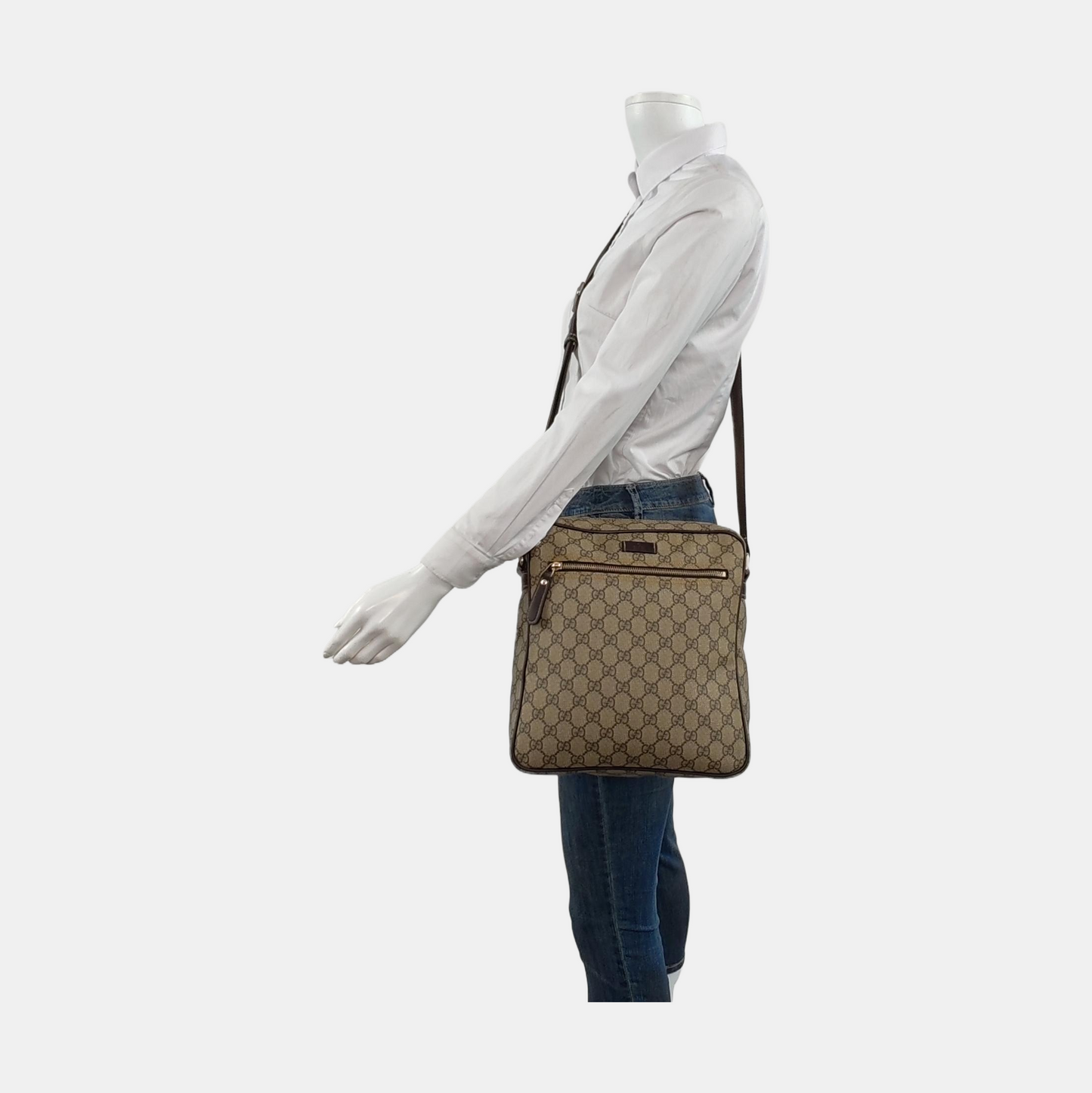 GUCCI GG Supreme Ebony Coated Canvas Monogram Shoulder Bag Golden hardware-(SKU)-948601778
