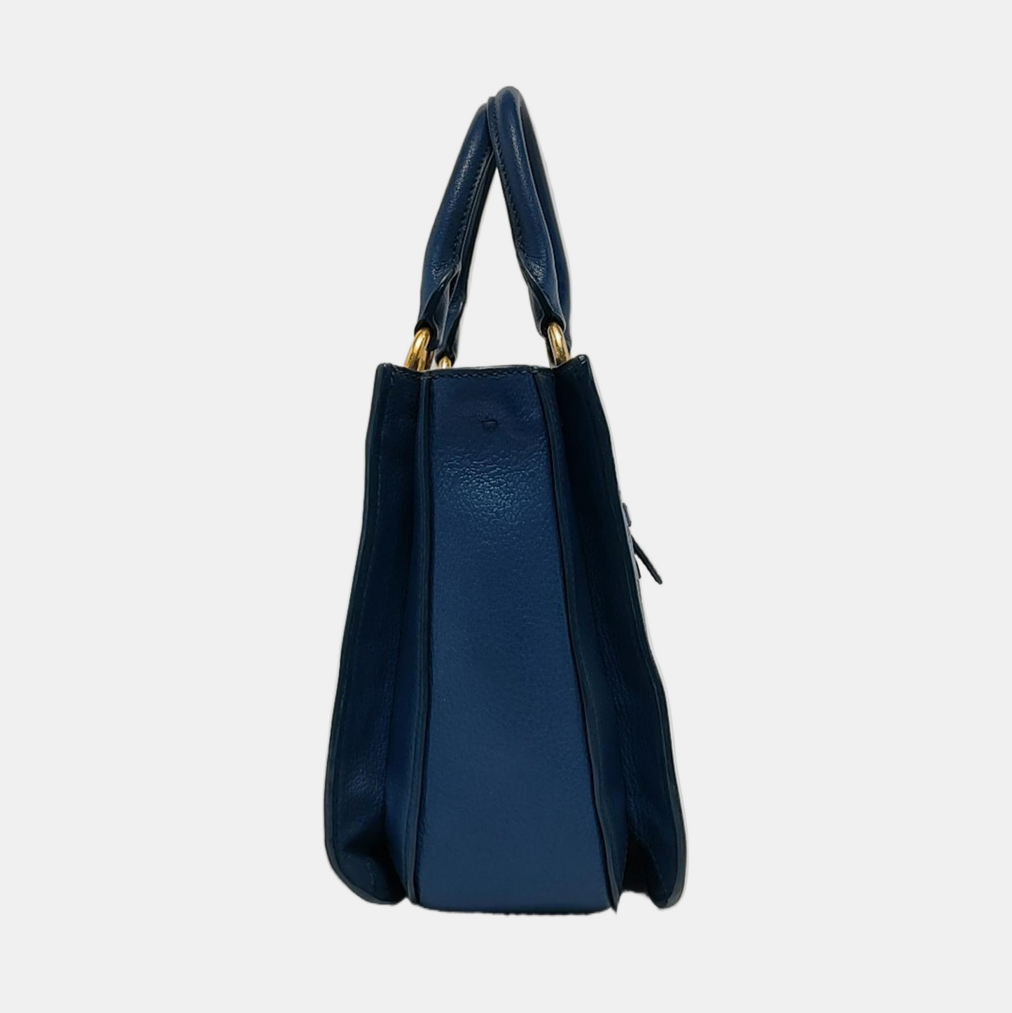 Miu Miu Tote bag Blue Cowhide Crumpled Shoulder Bag Single Shoulder Bag Crossbody Bag Golden hardware Removable shoulder strap-(SKU)-950926688