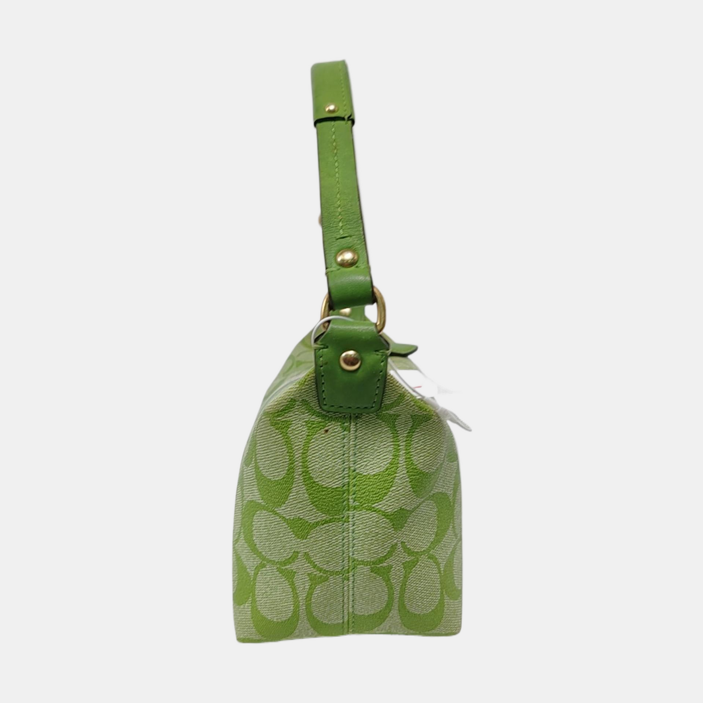 COACH Green Coated Canvas Monogram Printed Handbag Golden hardware-(SKU)-951116147