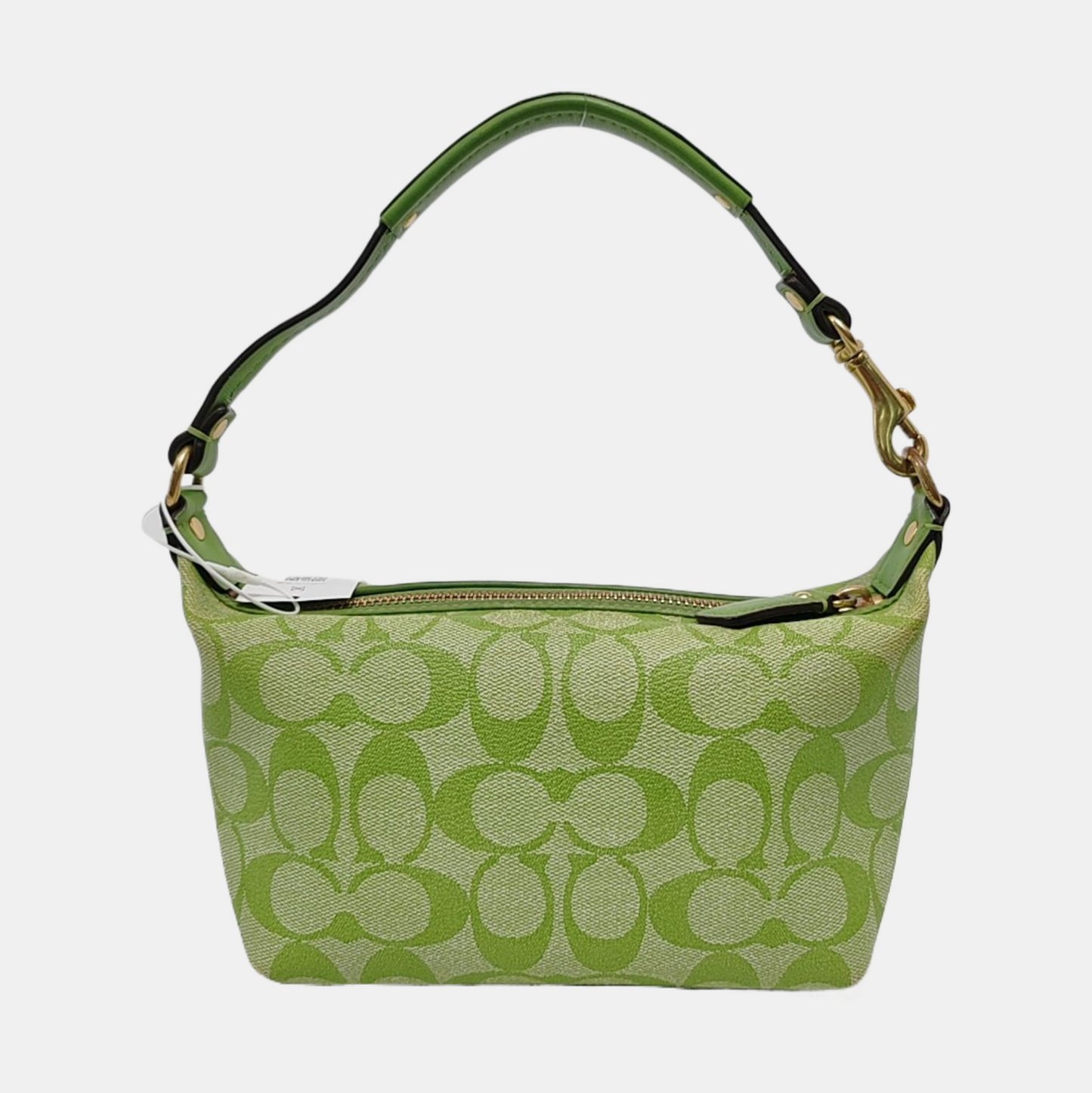 COACH Green Coated Canvas Monogram Printed Handbag Golden hardware-(SKU)-951116147