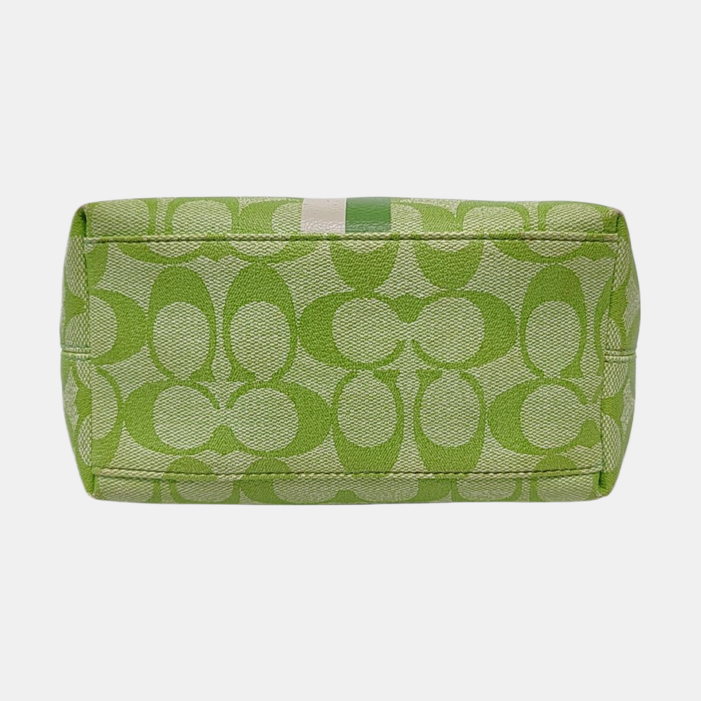 COACH Green Coated Canvas Monogram Printed Handbag Golden hardware-(SKU)-951116147