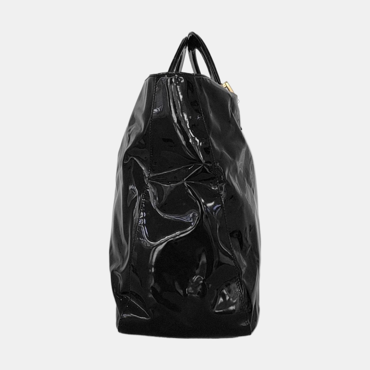 FENDI Tote bag Black漆皮双FHandheld包 Golden Silver Hardware-(SKU)-951092965