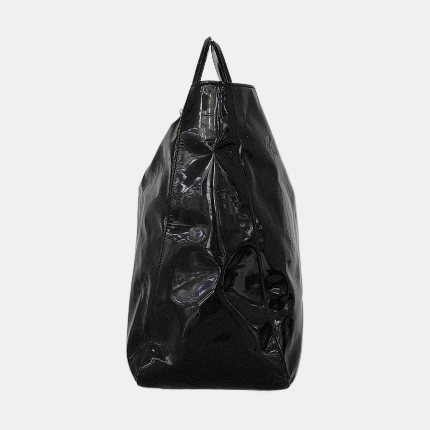 FENDI Tote bag Black漆皮双FHandheld包 Golden Silver Hardware-(SKU)-951092965