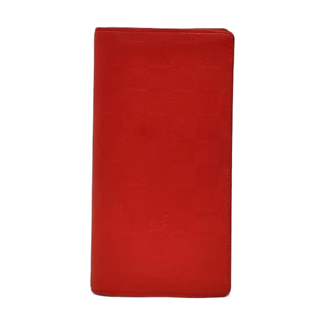 LOUIS VUITTON BRAZZA Orange Cowhide Checkered Logo Wallet Ruthenium color hardware-(SKU)-951249626
