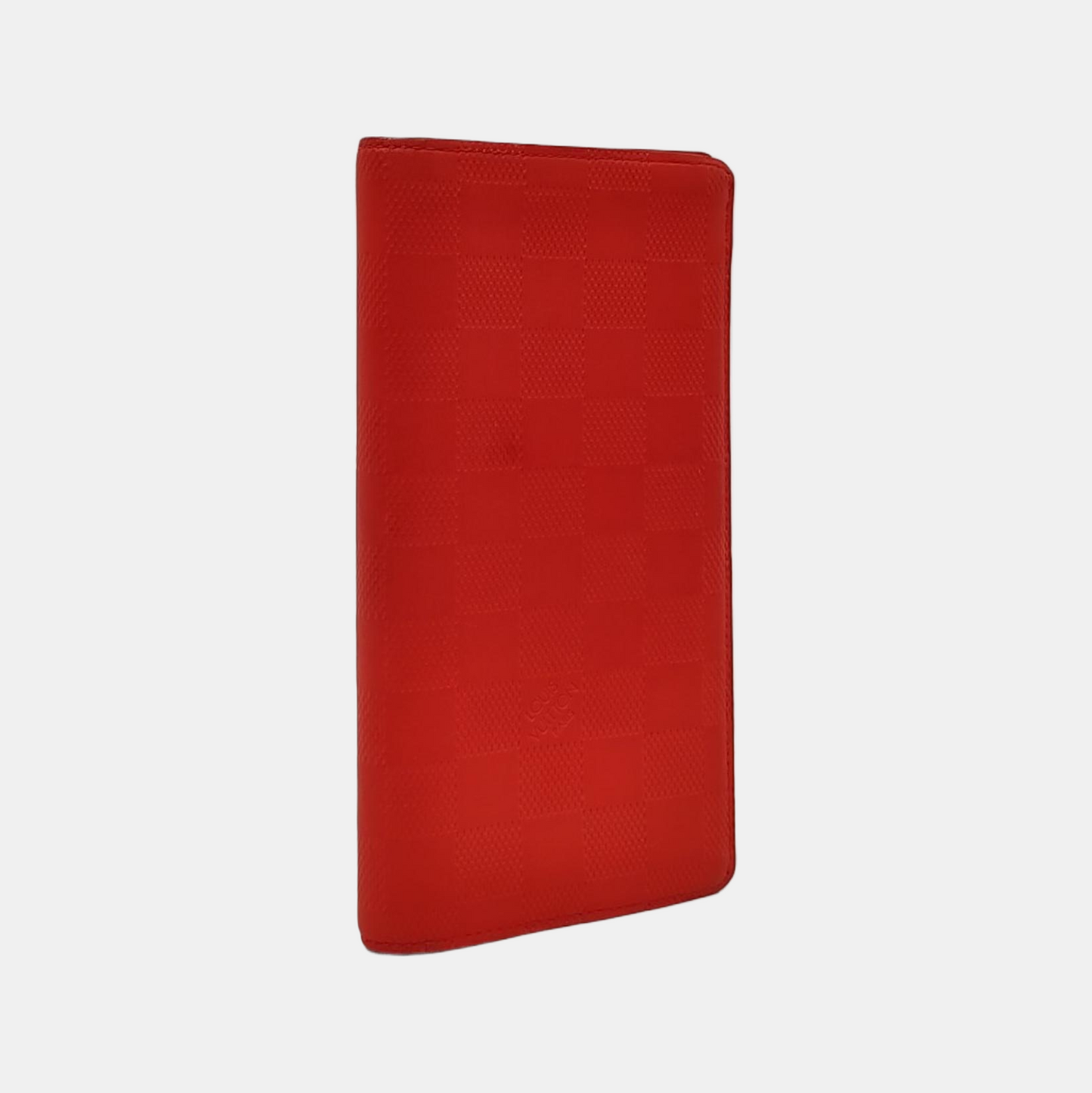 LOUIS VUITTON BRAZZA Orange Cowhide Checkered Logo Wallet Ruthenium color hardware-(SKU)-951249626