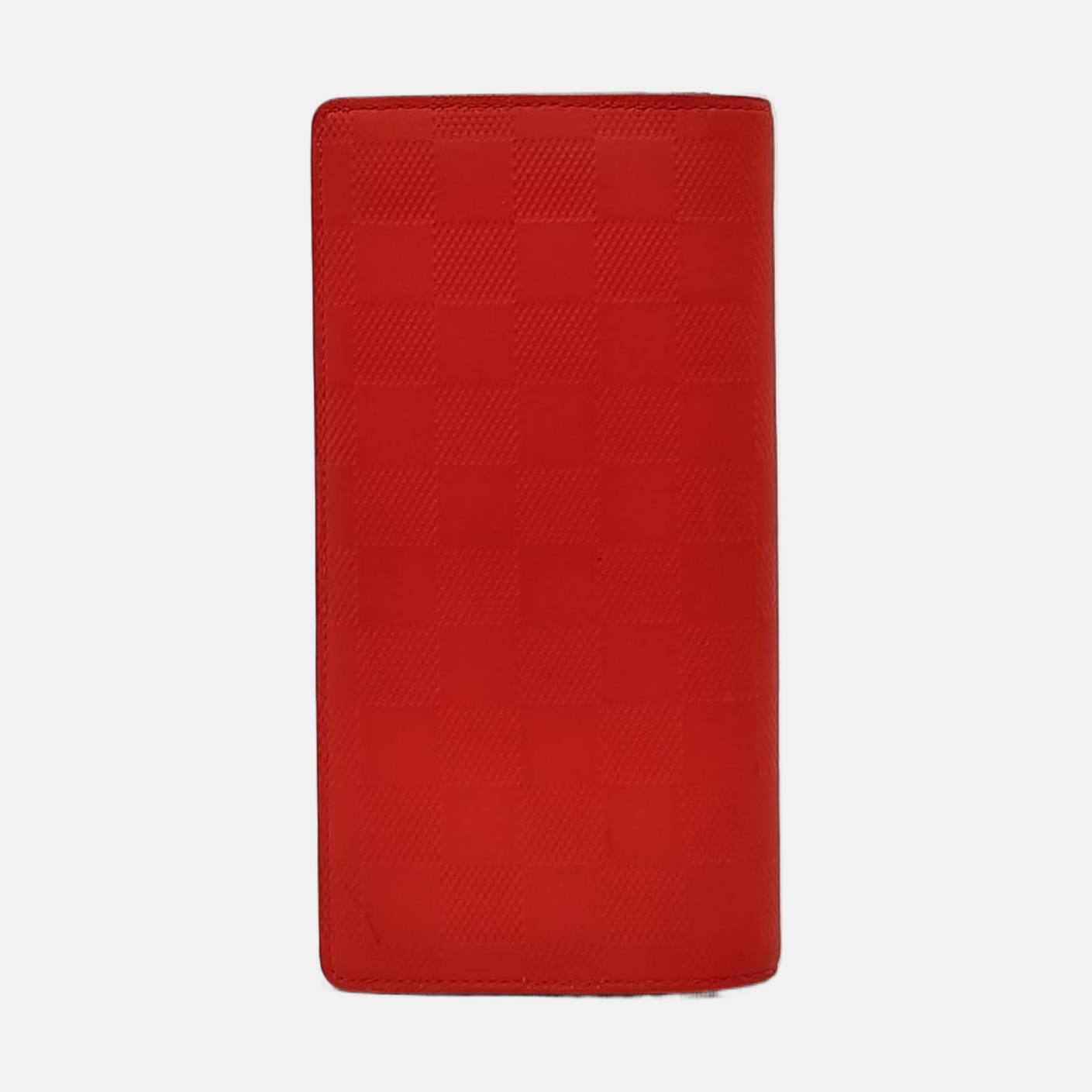 LOUIS VUITTON BRAZZA Orange Cowhide Checkered Logo Wallet Ruthenium color hardware-(SKU)-951249626