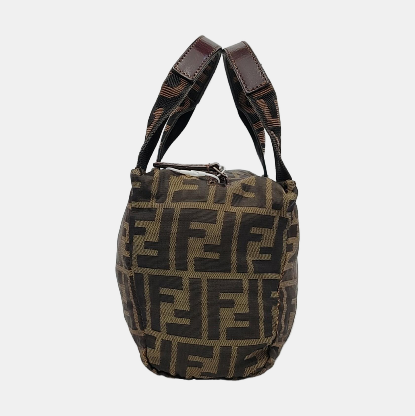FENDI 棕色帆布双FHandheld包 Silver Hardware-(SKU)-950947181