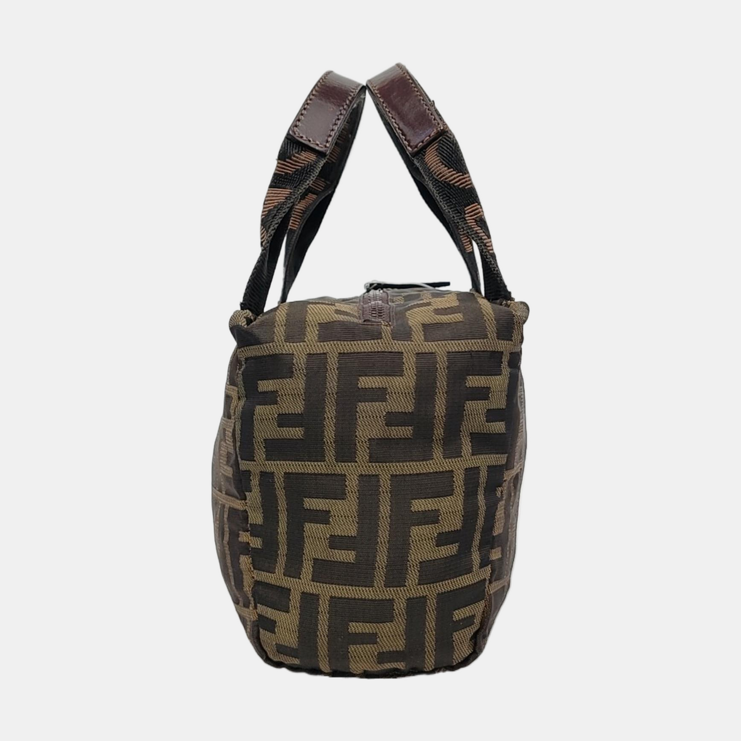 FENDI 棕色帆布双FHandheld包 Silver Hardware-(SKU)-950947181
