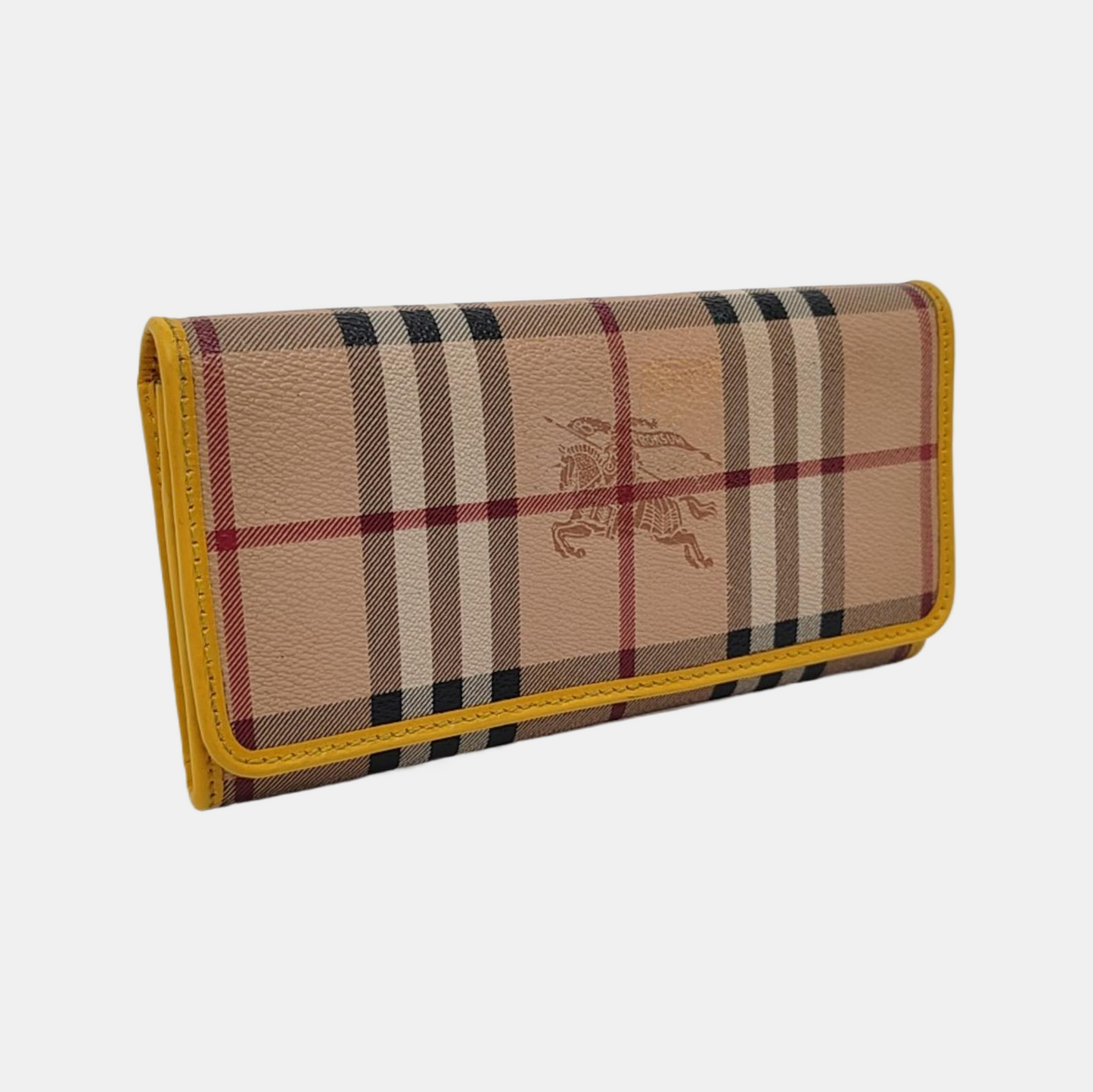 BURBERRY Khaki Coated Canvas Warhorse Plaid Wallet Golden hardware Sub-bag-(SKU)-951243159