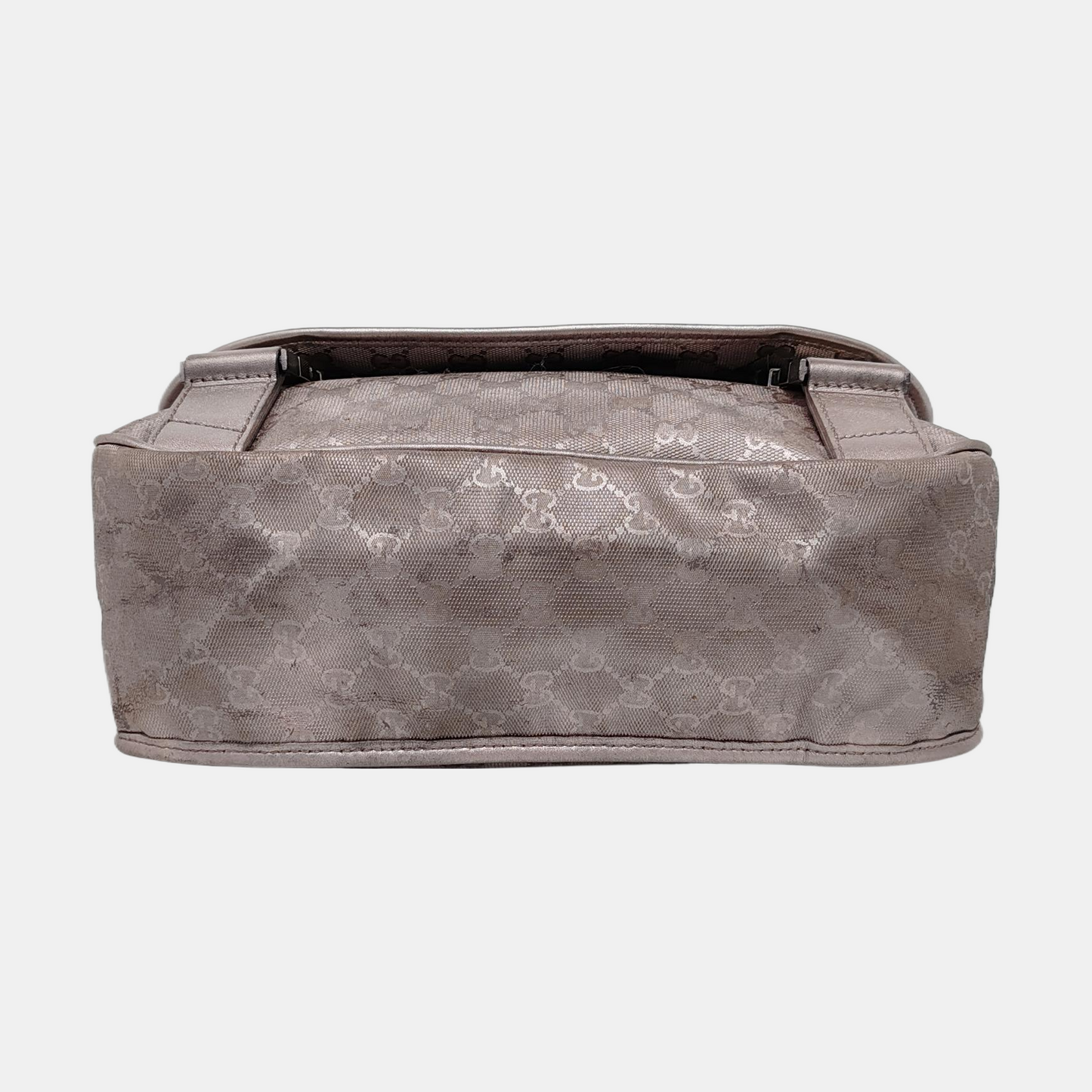 GUCCI GG Imprime Rose Gold Coated Canvas Vintage Single Shoulder Bag Crossbody Bag Silver Hardware-(SKU)-951246609