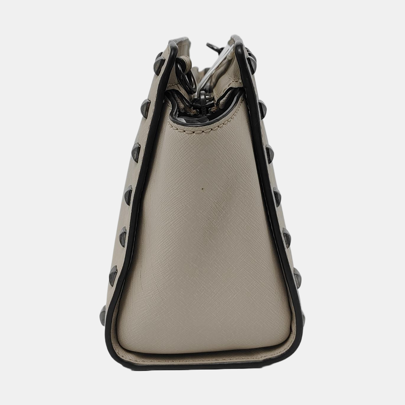 MICHAEL KORS Selma Grey Leather Studs Crossbody Bag Single Shoulder Bag Handbag Silver Hardware Removable shoulder strap-(SKU)-951542845