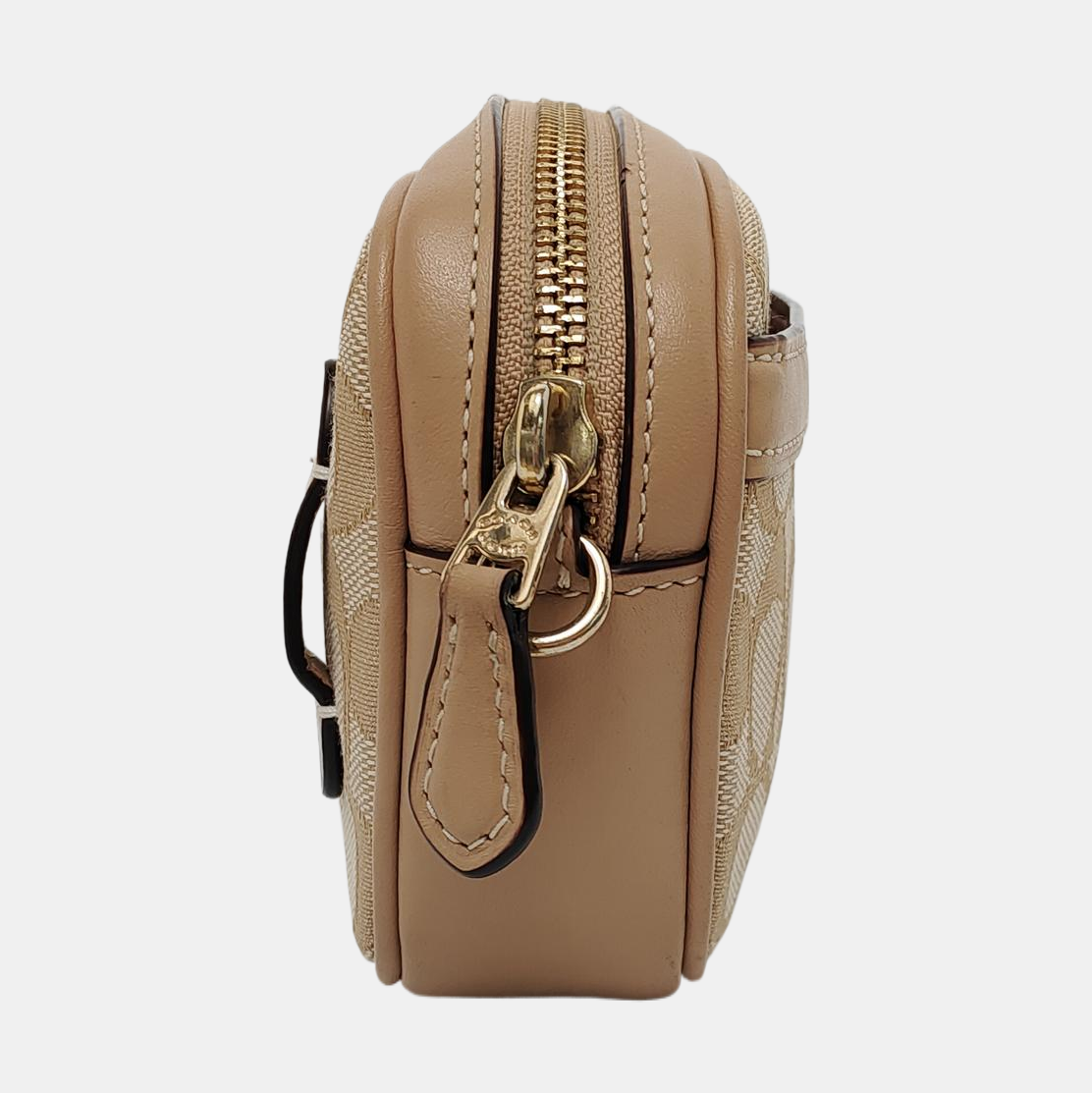 COACH Camera Bag Khaki Canvas Monogram Shoulder Bag Golden hardware Removable shoulder strap-(SKU)-951333226