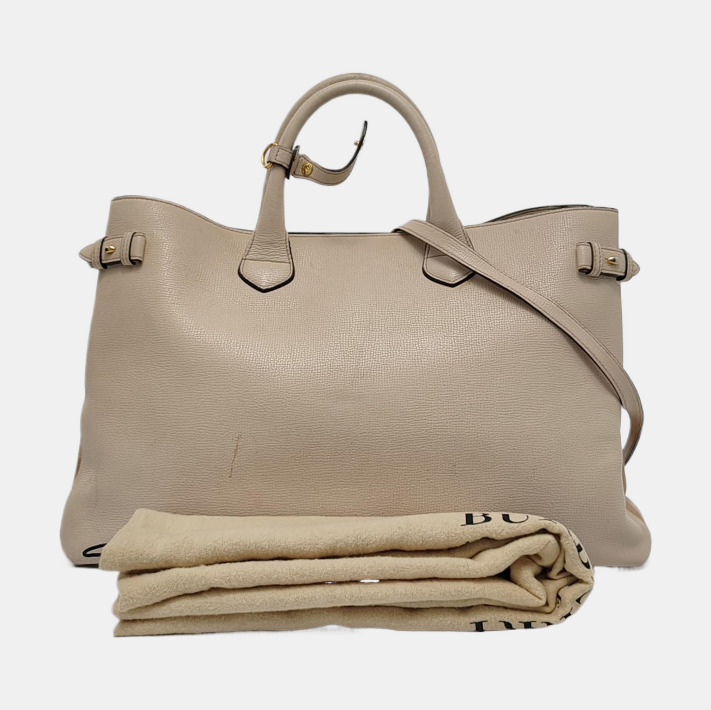 BURBERRY The Banner Large size Beige Cowhide Single Shoulder Bag Crossbody Bag Handbag Golden hardware Removable shoulder strap-(SKU)-951413572