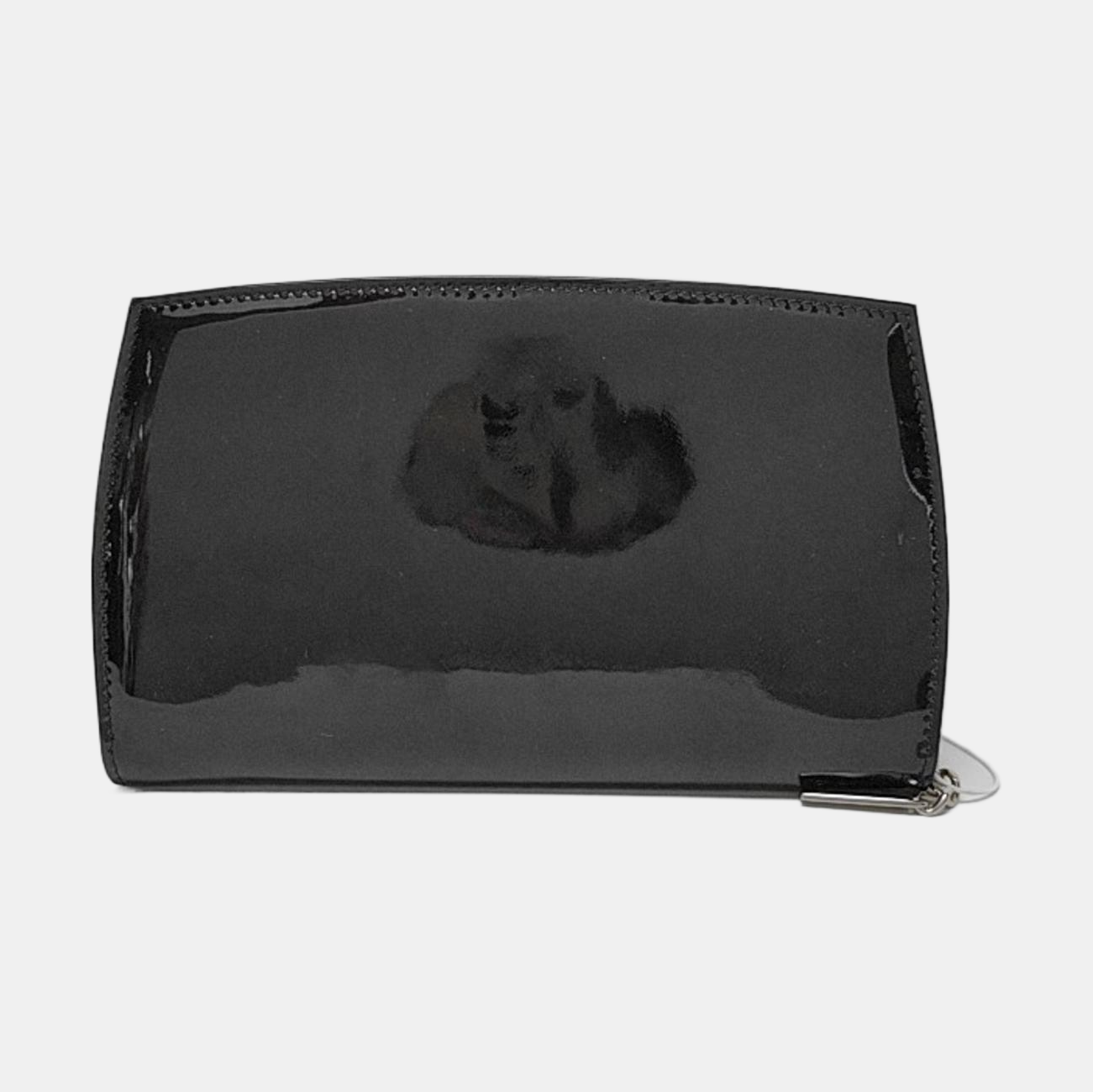 CHANEL CIRCLED CC Black Patent Leather Wallet Silver Hardware 13nan-(SKU)-951413773