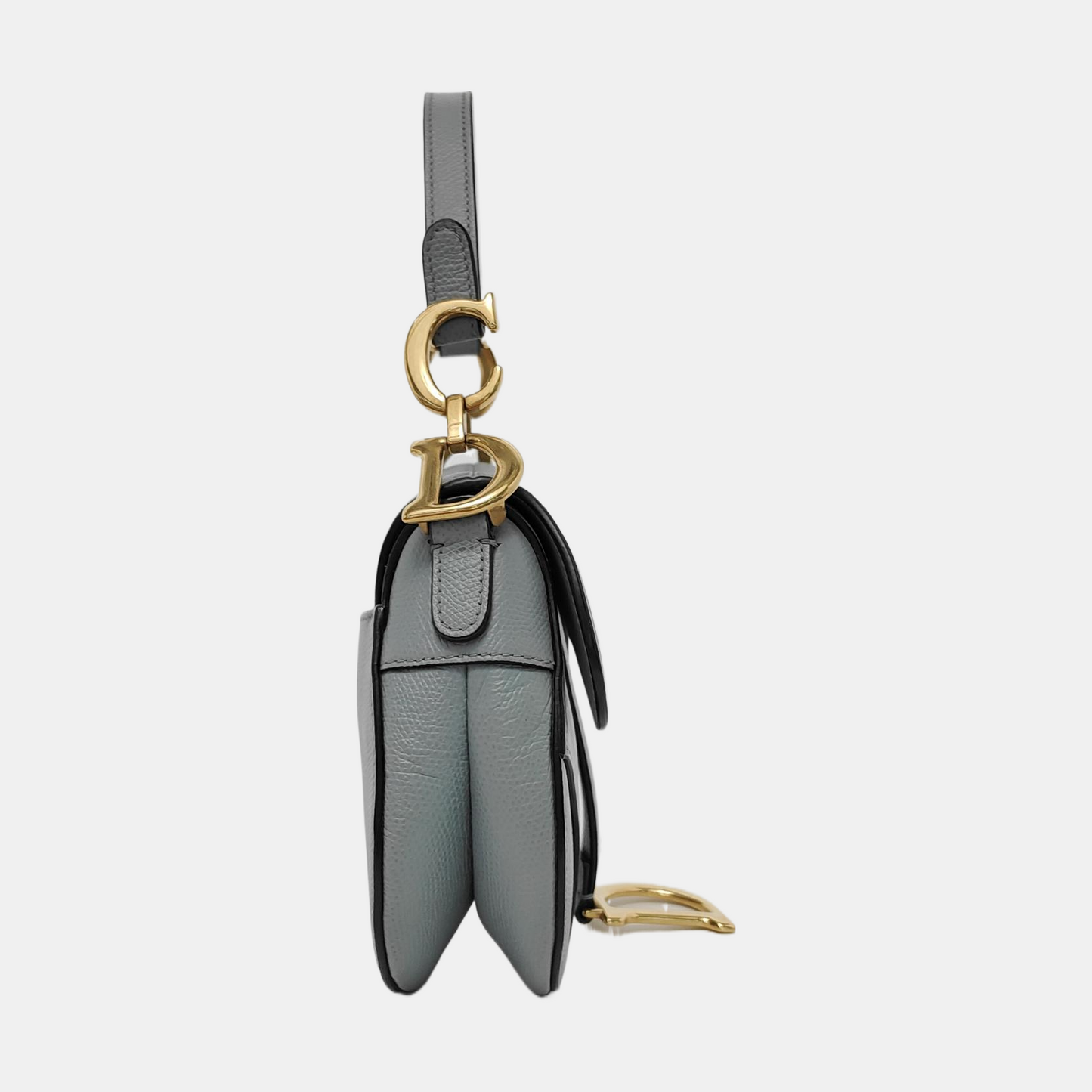 DIOR Saddle Mini Blue Calfskin Saddle Bag Shoulder Bag Golden Hardware Detachable Strap-(SKU)-951263637