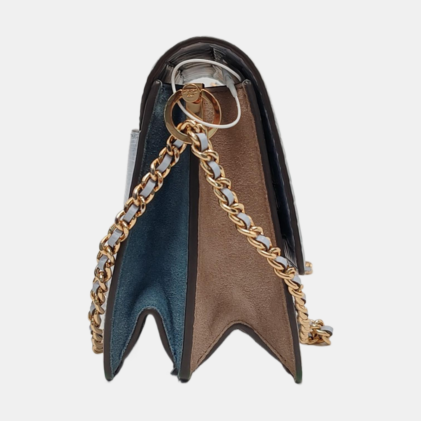TORY BURCH Robinson Blue Calf Leather Crocodile Texture Single Shoulder Bag Handbag Golden hardware-(SKU)-951368581