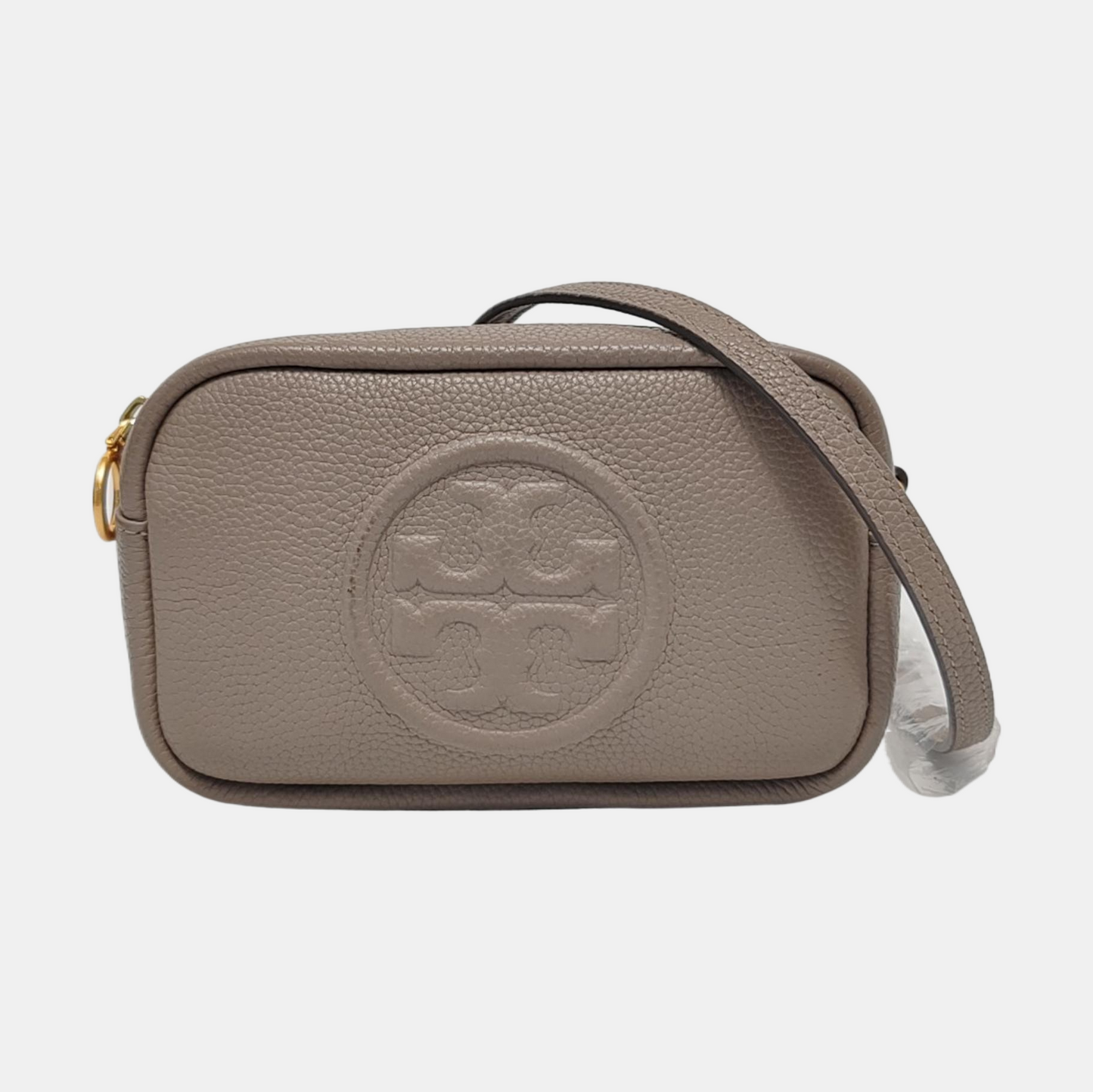 TORY BURCH Perry Grey Leather Embossed Crossbody Bag Single Shoulder Bag Golden hardware Removable shoulder strap-(SKU)-951355825
