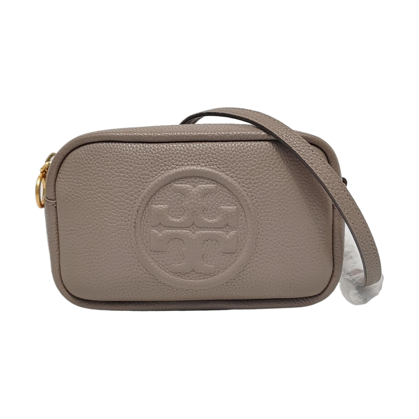 TORY BURCH Perry Grey Leather Embossed Crossbody Bag Single Shoulder Bag Golden hardware Removable shoulder strap-(SKU)-951355825