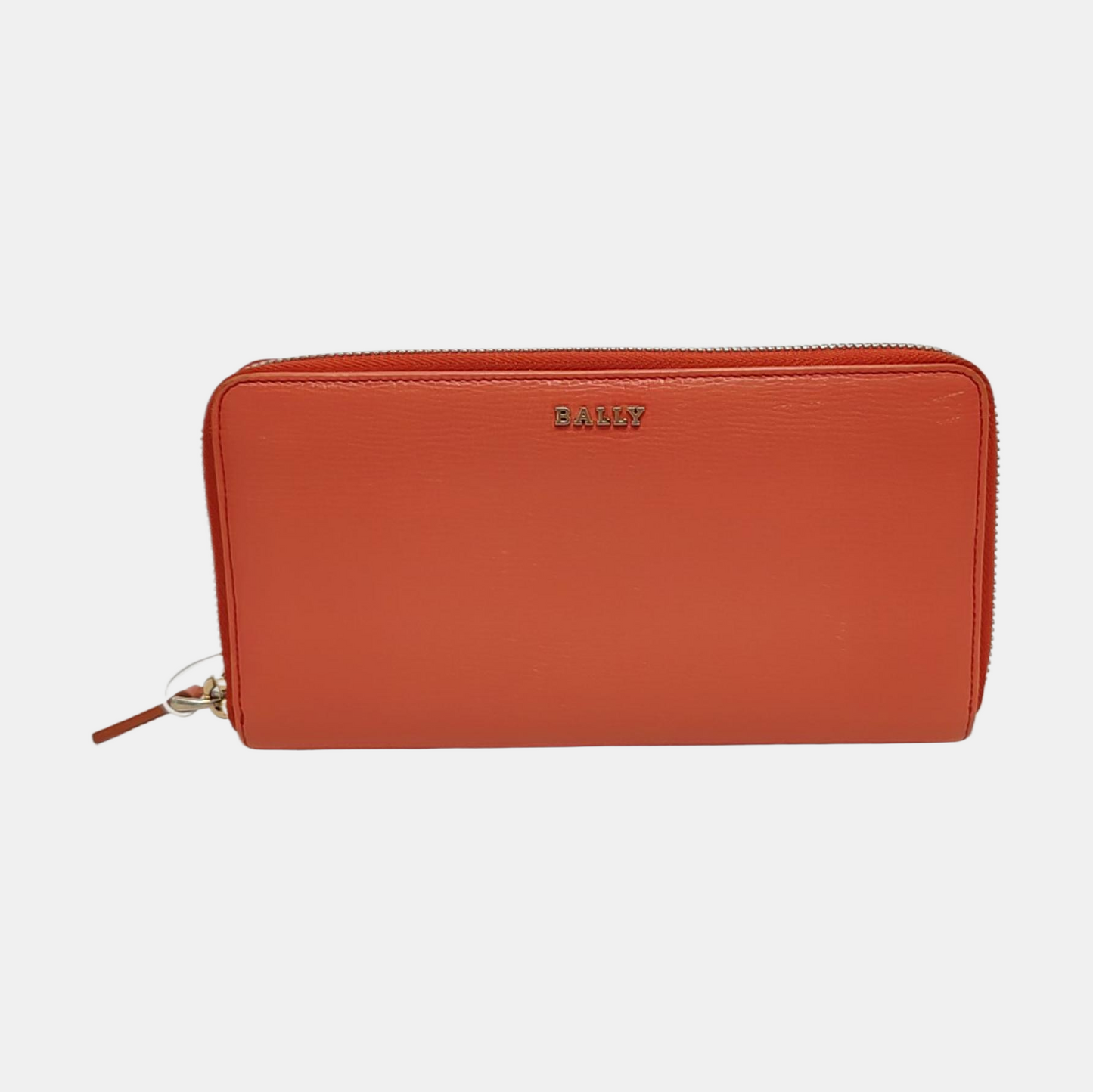BALLY Orange-Pink Leather Embossed Wallet Golden hardware-(SKU)-951391066
