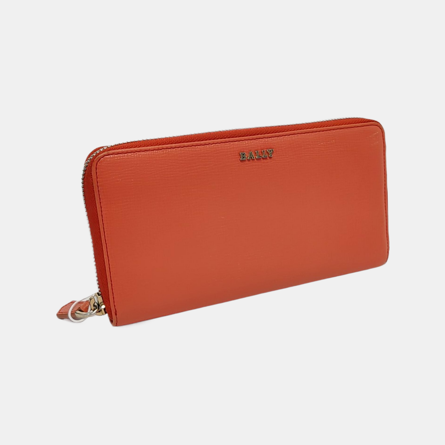 BALLY Orange-Pink Leather Embossed Wallet Golden hardware-(SKU)-951391066